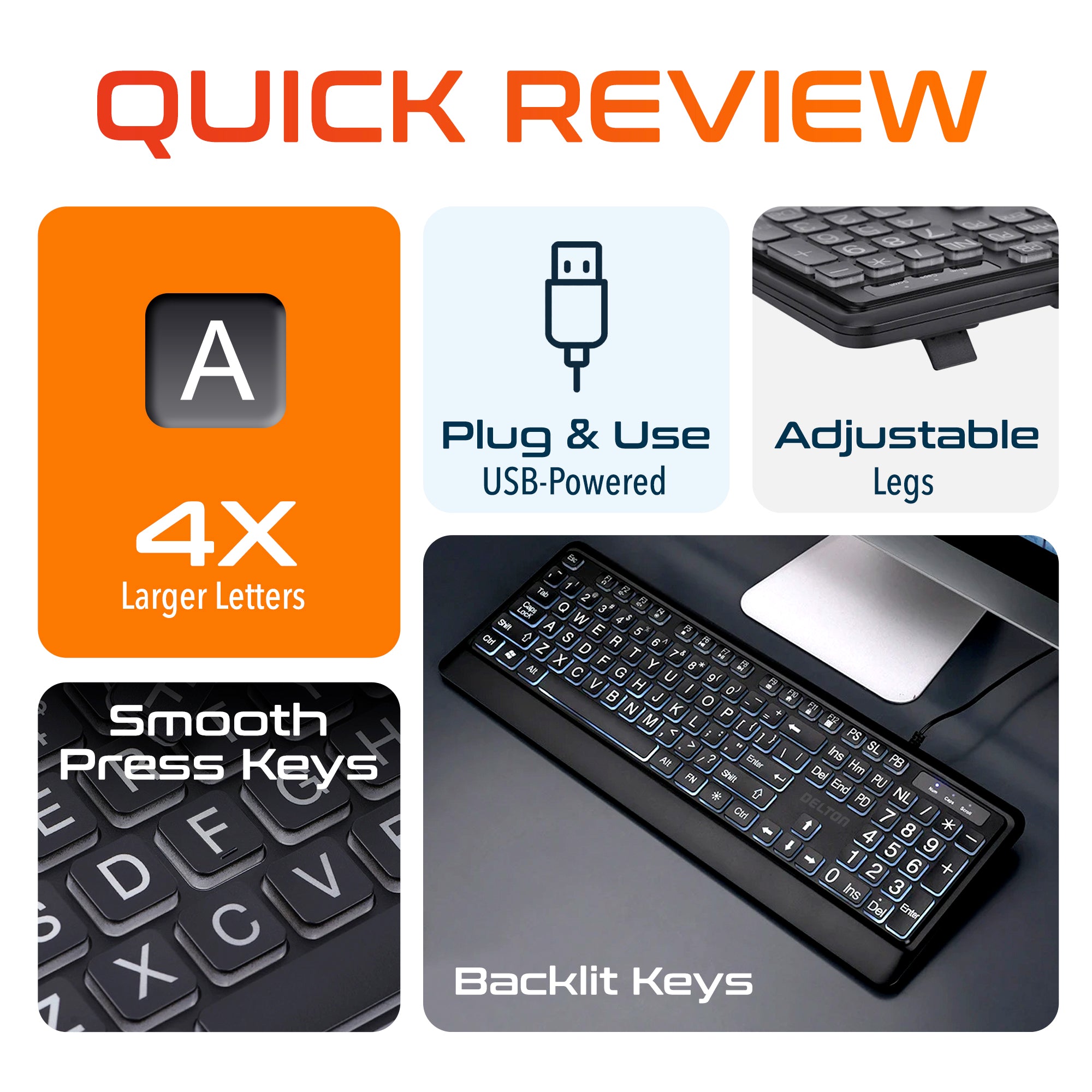 Delton KB20 Big Button USB Keyboard