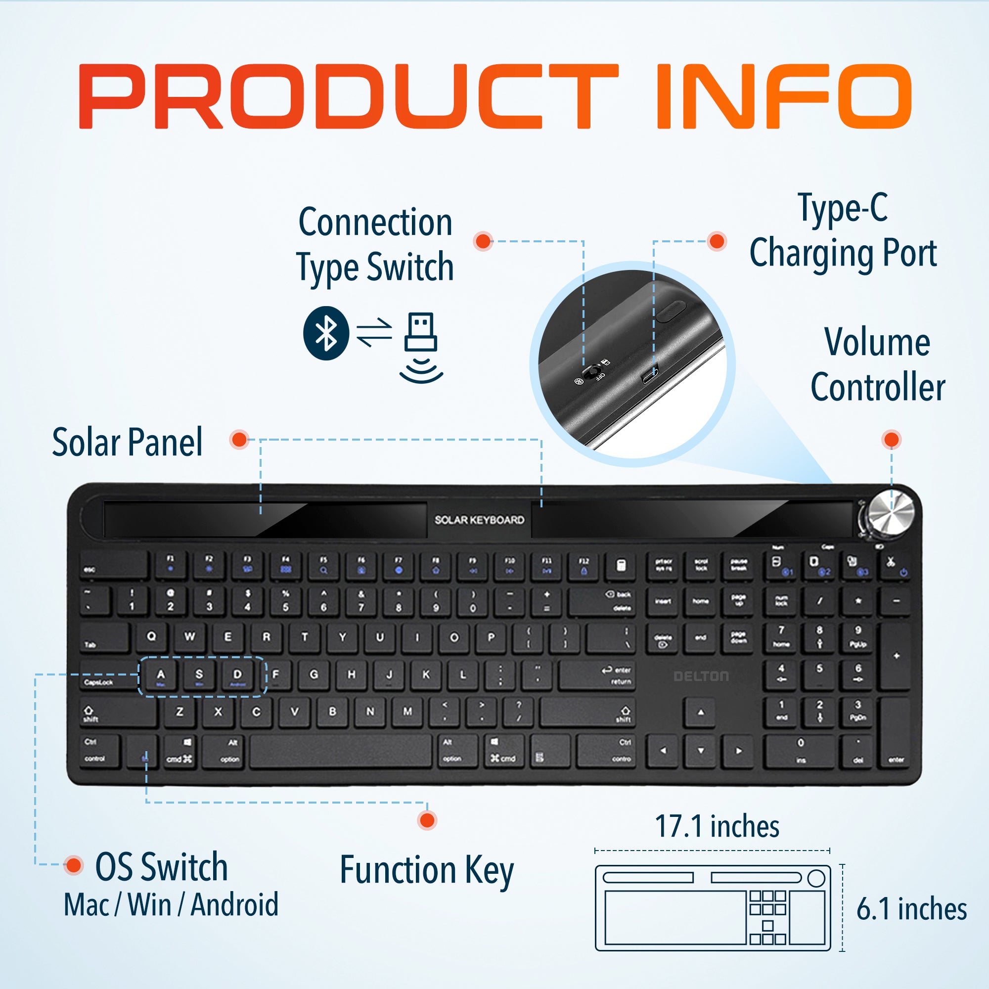 Delton KB90 Solar Keyboard