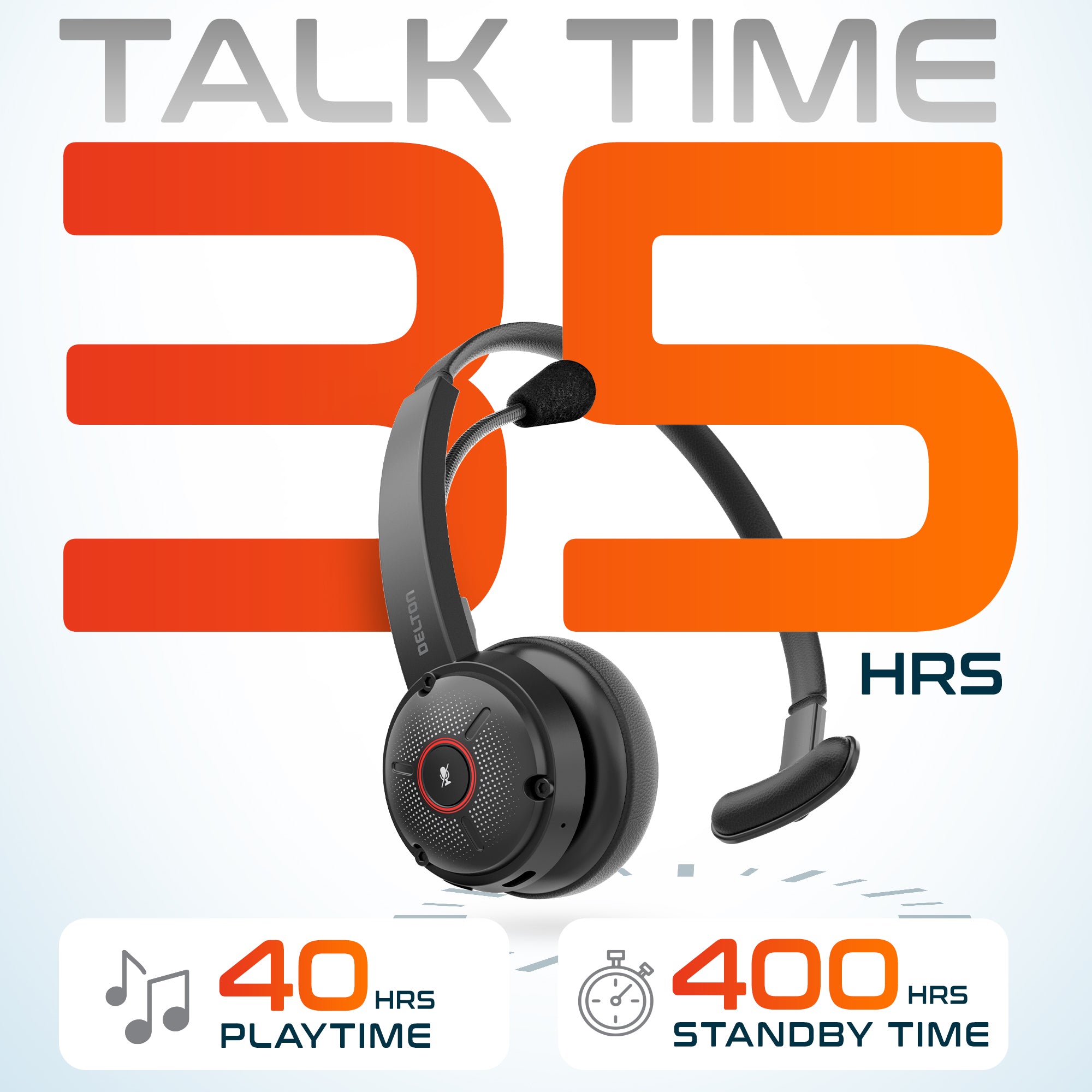 Delton 50X Wireless Noise Canceling Bluetooth Computer On Ear Headset