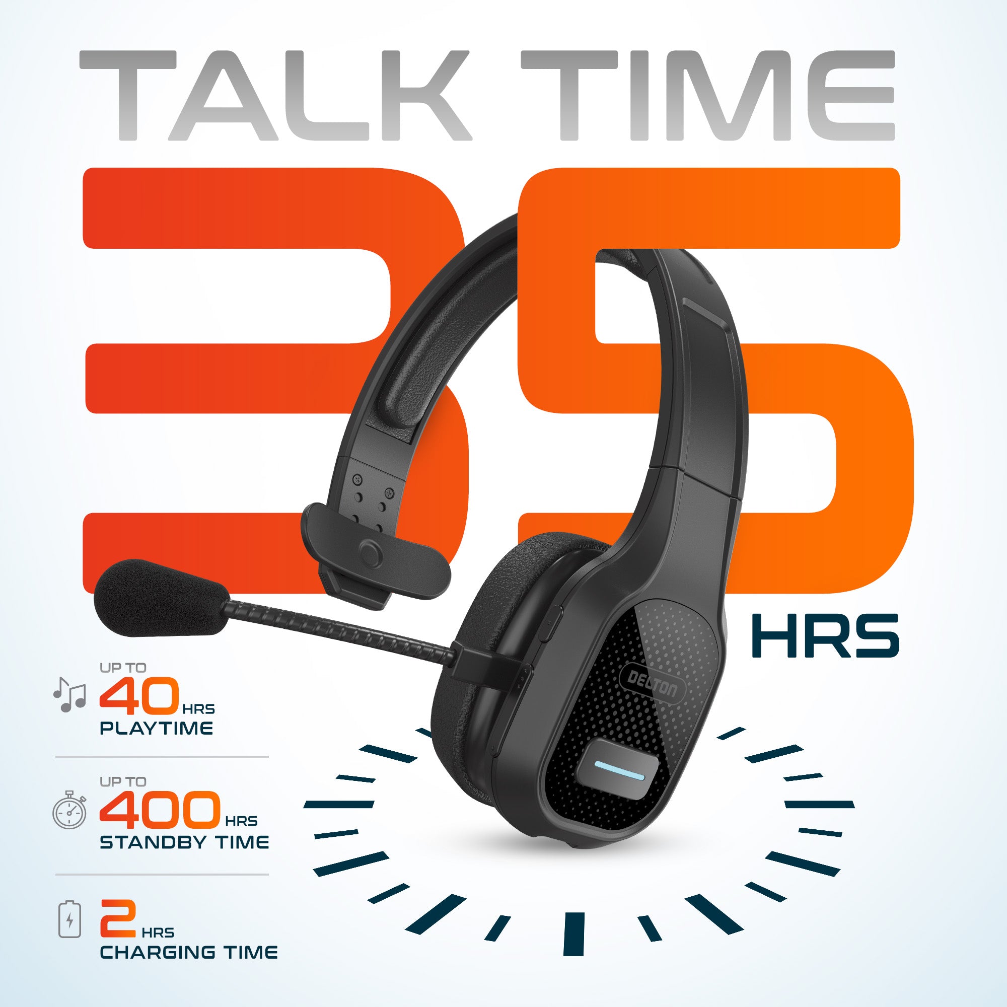 Delton 20X Mono Computer Headset With HS1 Wireless Charging Station, Black