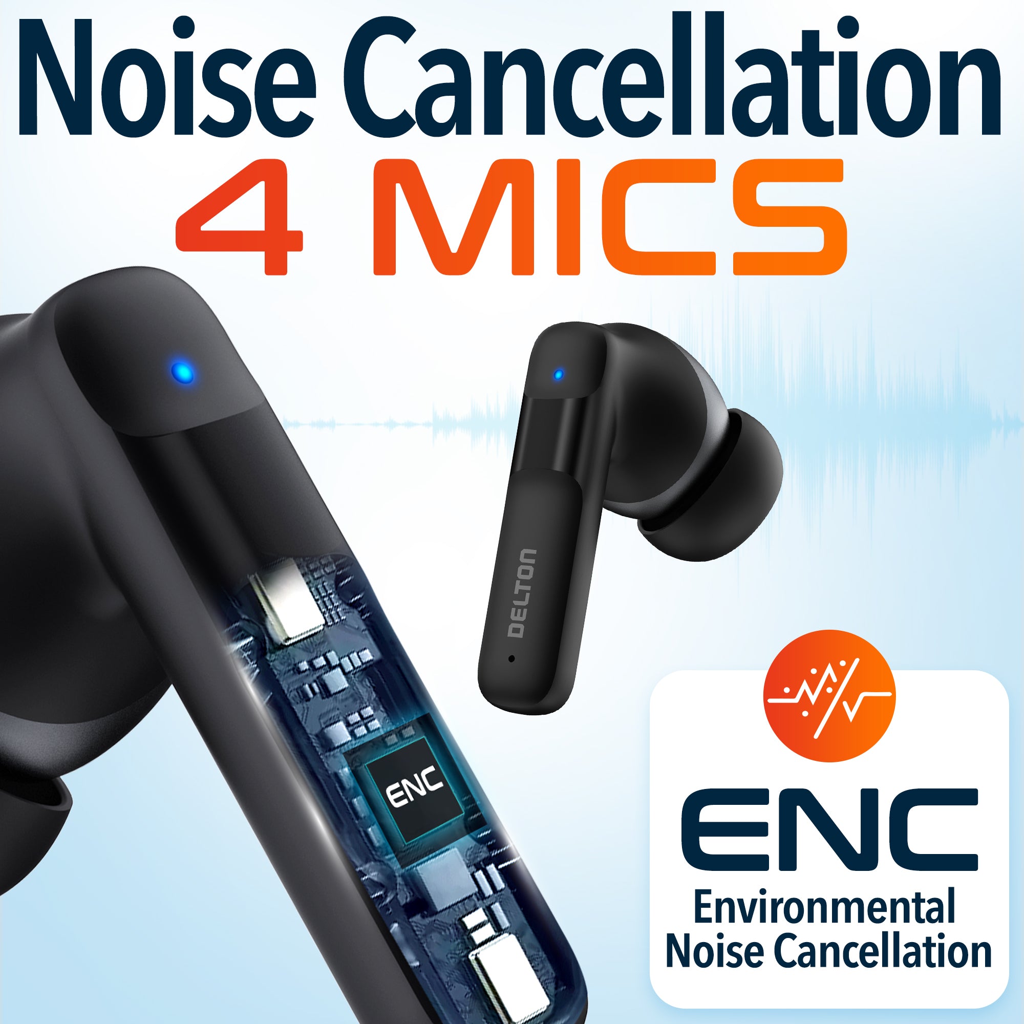 Delton T50 Wireless Noise Canceling Bluetooth Computer Earbuds