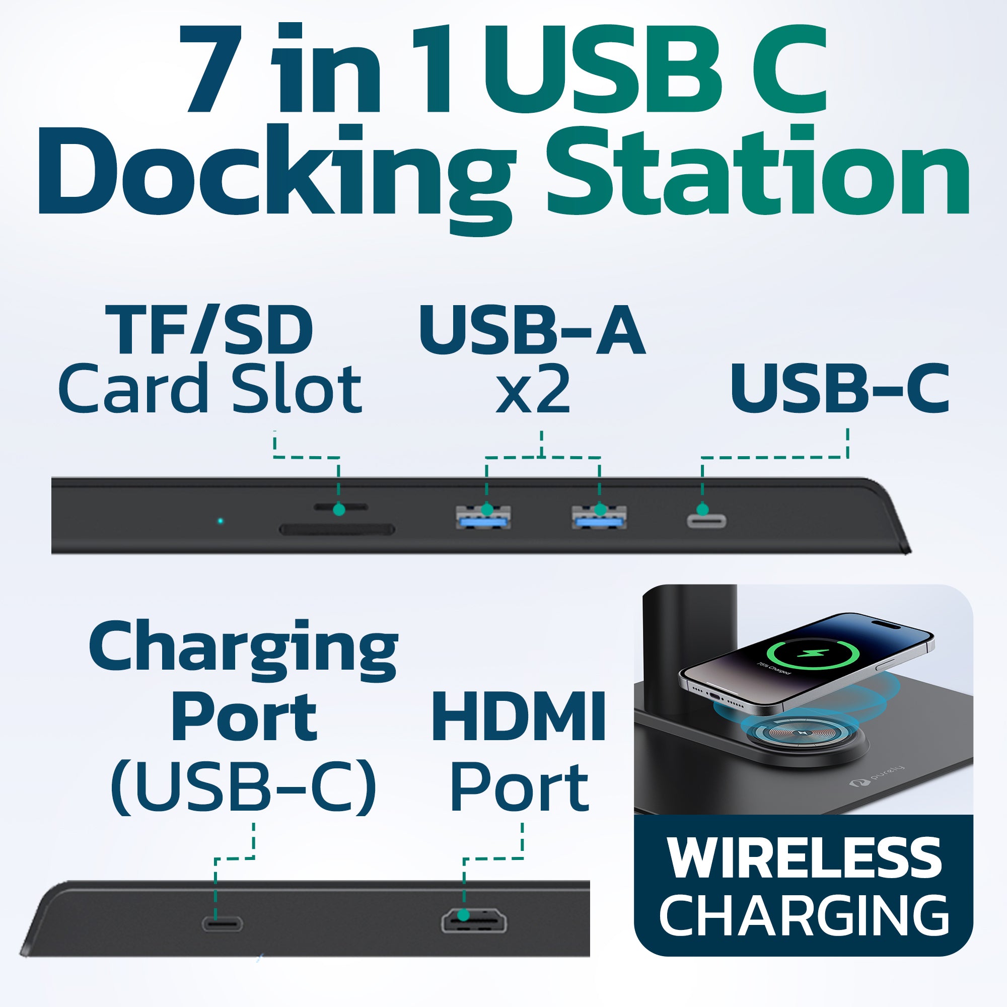 Purely S502 Ergonomic Adjustable Monitor Riser & Docking Station