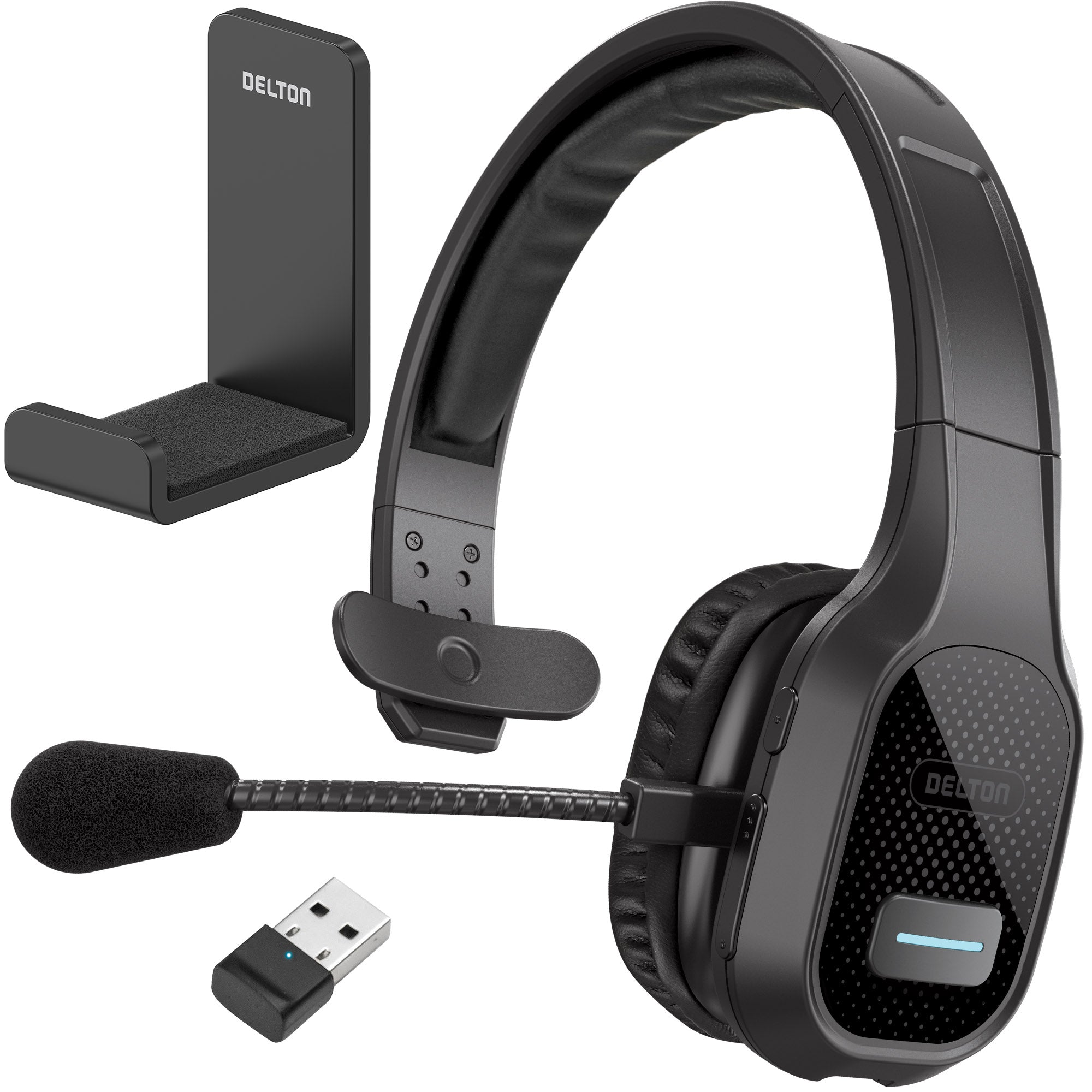 Delton 20X Wireless Noise Canceling Bluetooth Computer Headset, Black