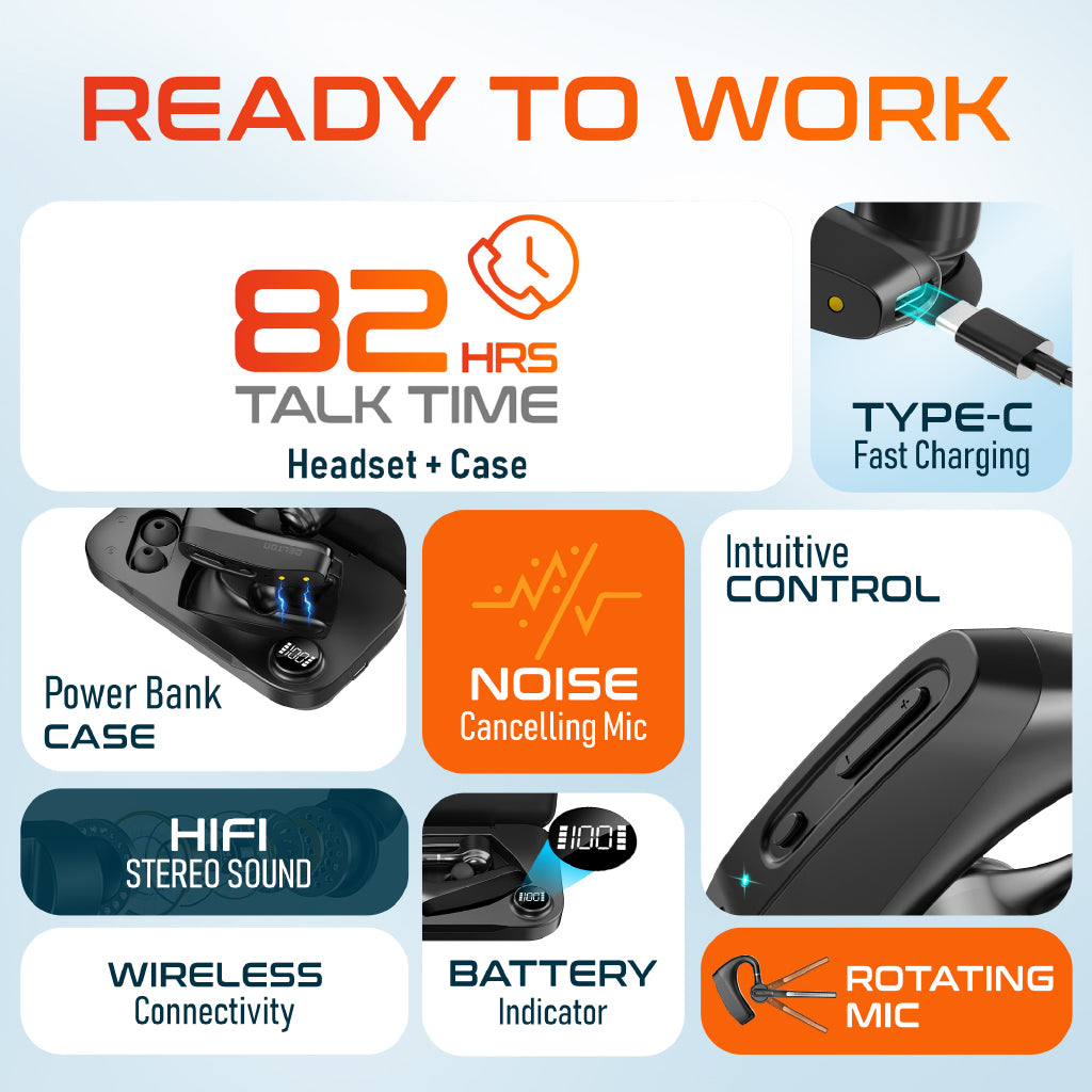 Delton K130 Noise Canceling Wireless Bluetooth Headset & Charging Case