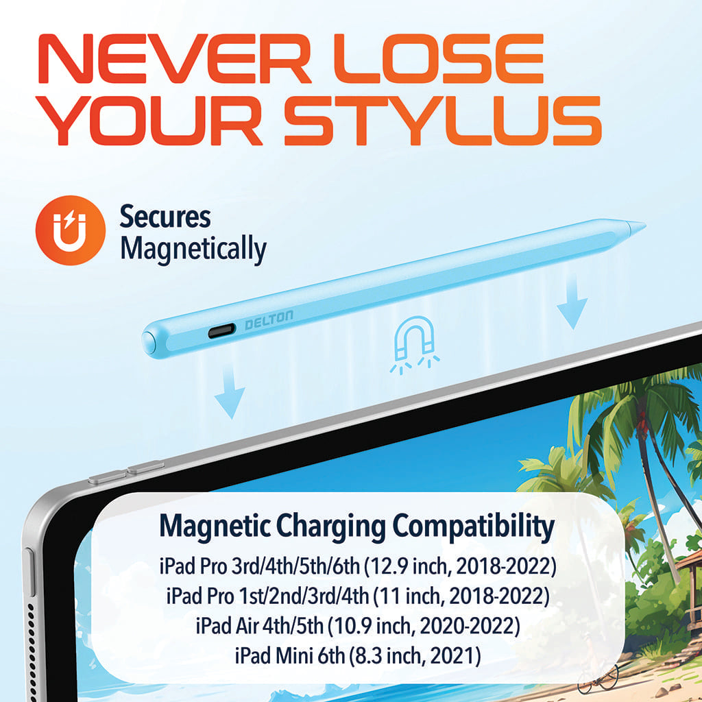 Delton AP7 Bluetooth Stylus Pen with Palm Rejection and Tilt Precision, Blue