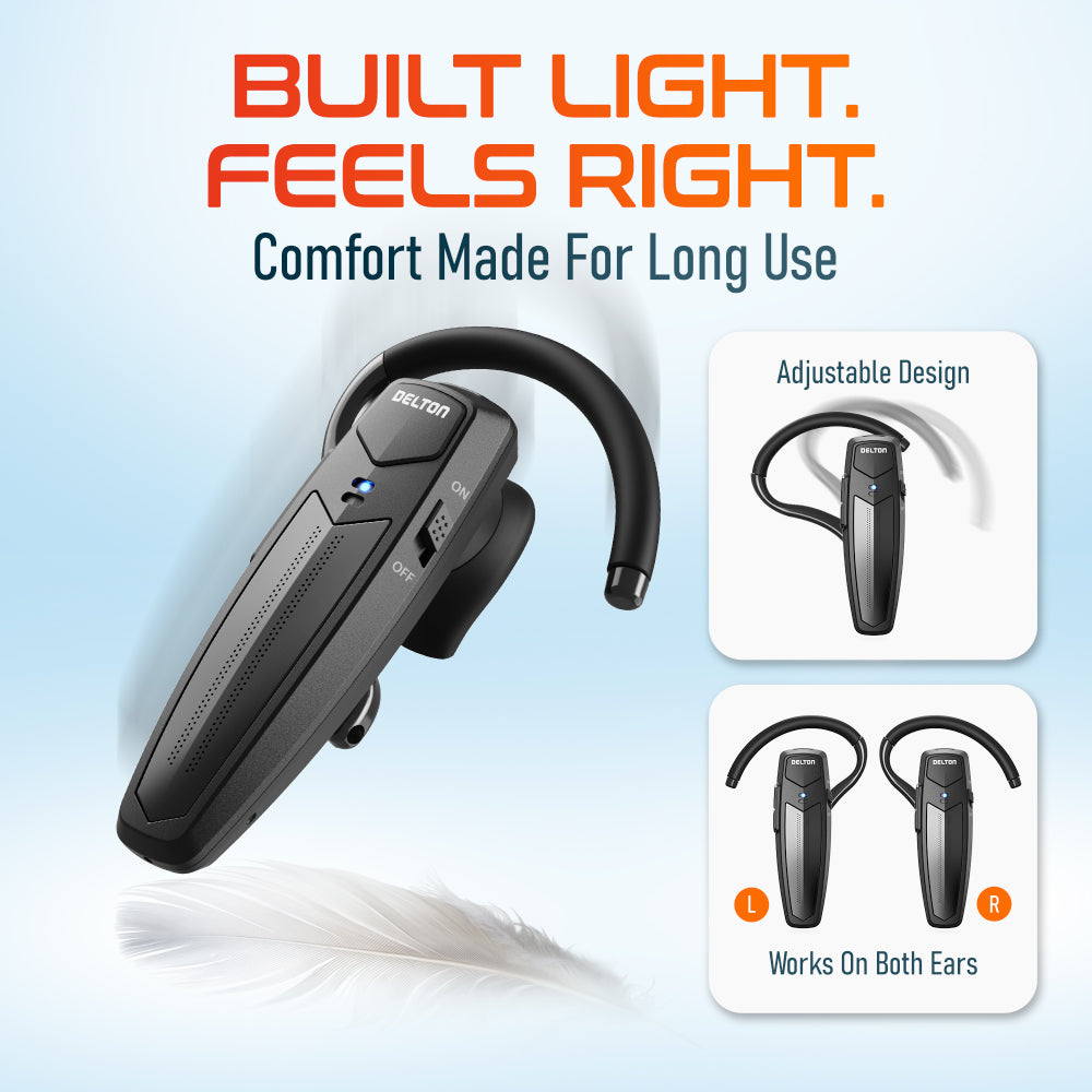 Delton 87X Wireless Single Ear Bluetooth Computer Headset with Microphone & USB Dongle