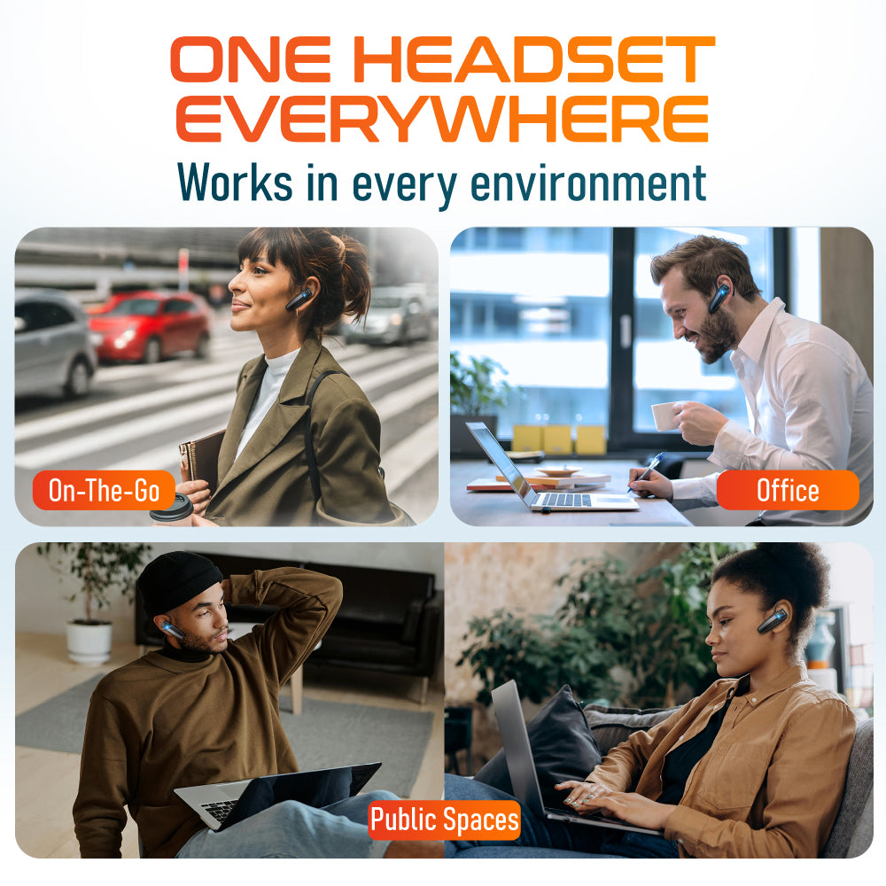 Delton 87X Wireless Single Ear Bluetooth Computer Headset with Microphone & USB Dongle