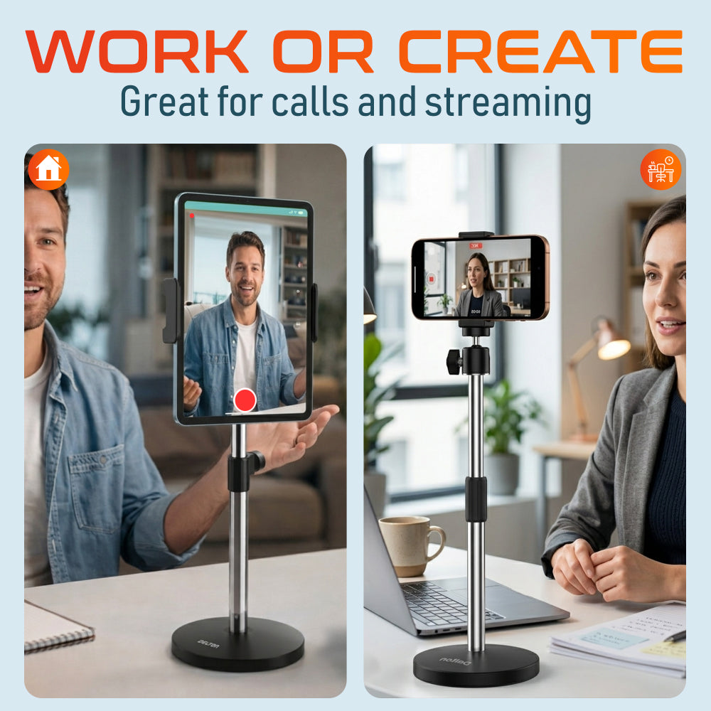 Delton T401 Adjustable 4-in-1 Stand for Tablet, Phone & Webcam, Multi-Use Desktop Holder