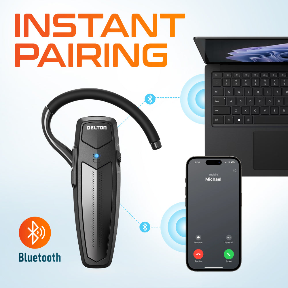 Delton 87X Wireless Single-Ear Bluetooth Computer Headset with Mic