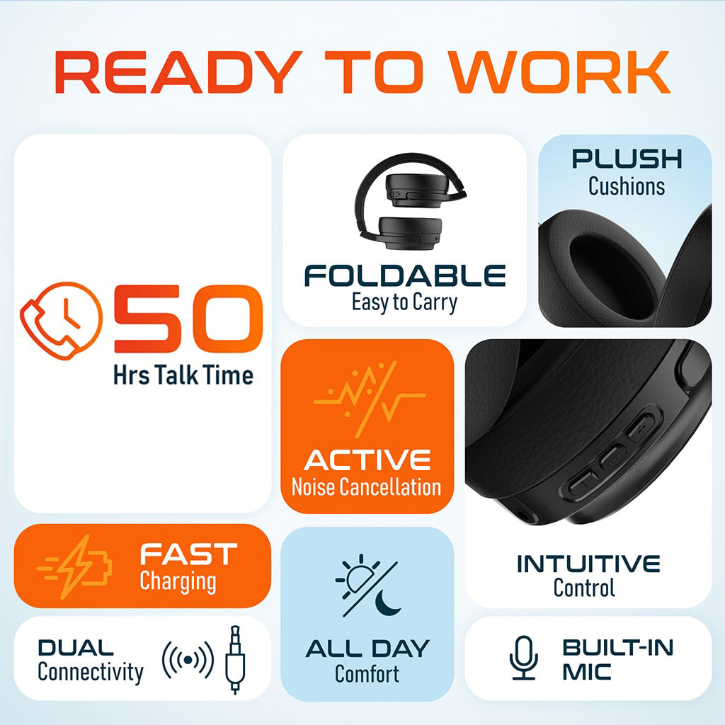 Delton M101 Wireless Bluetooth Headphones, Active Noise Canceling Stereo Headset