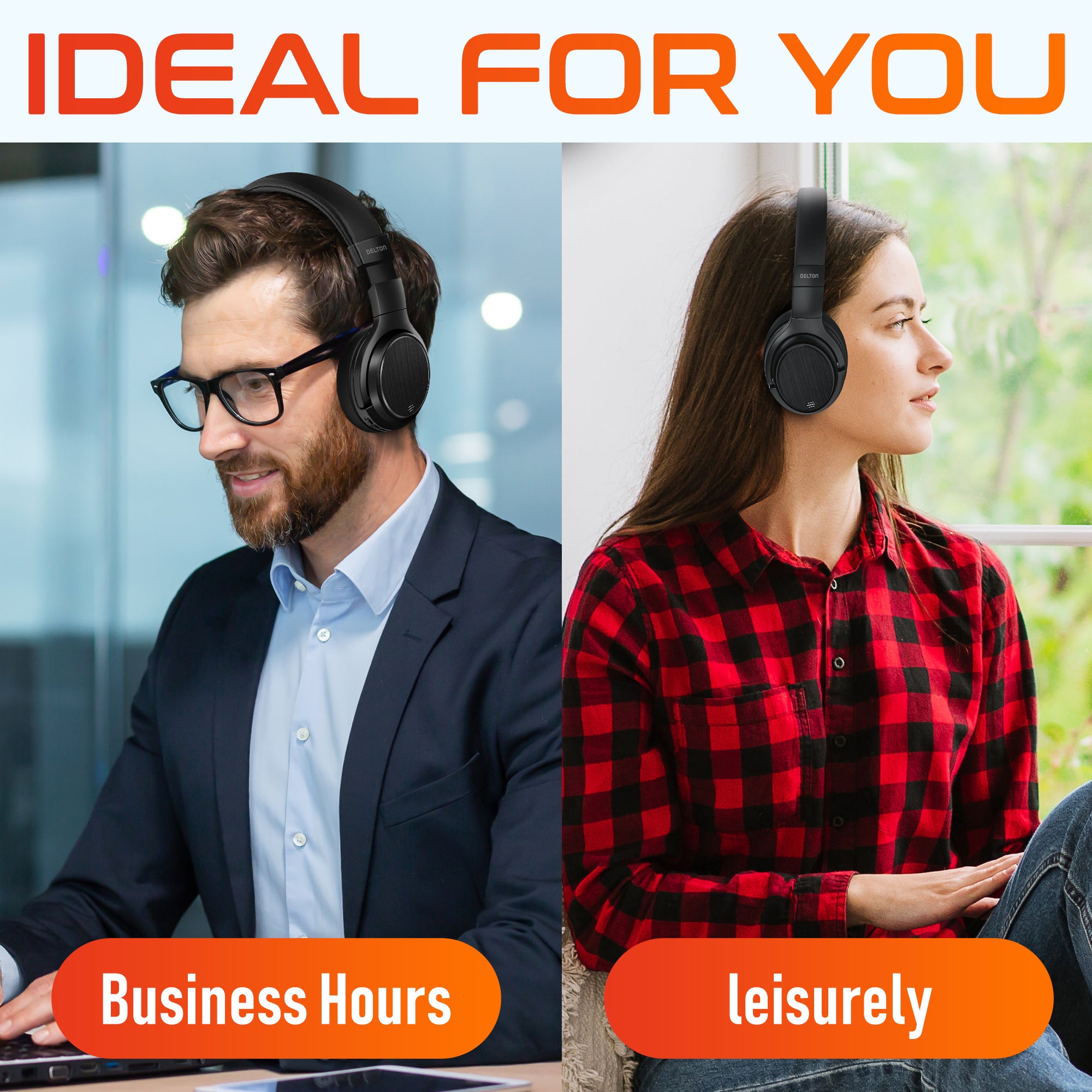 Delton M101 Wireless Bluetooth Active Noise Canceling Stereo Business/Gaming Headset