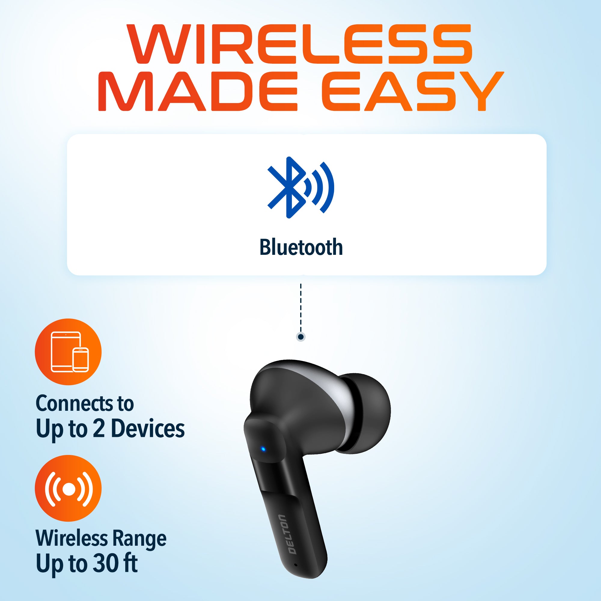 Delton T50 Bluetooth Earpiece/Headphone with Noise-Cancelling Mic & Clear Audio