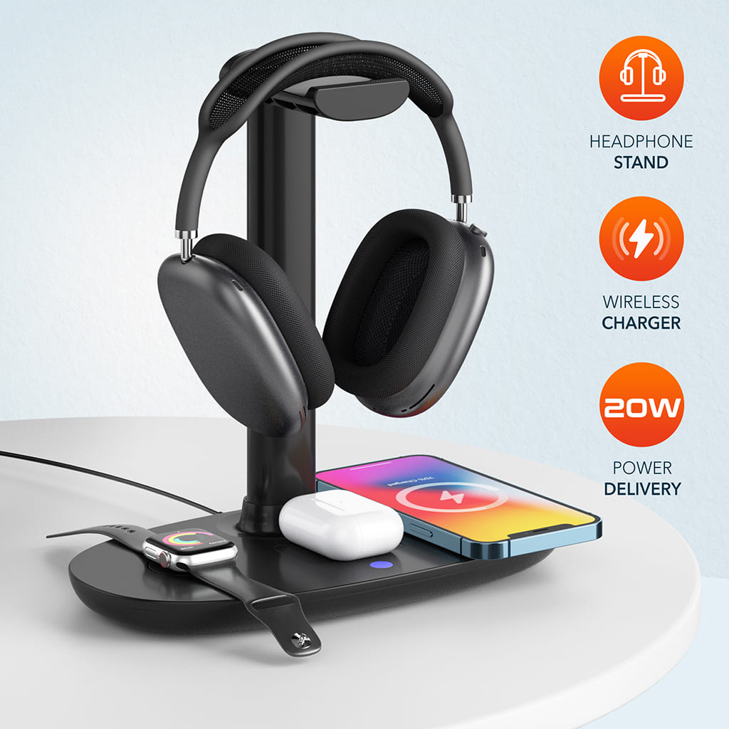 Delton HS1 Headset Stand with Wireless Charging