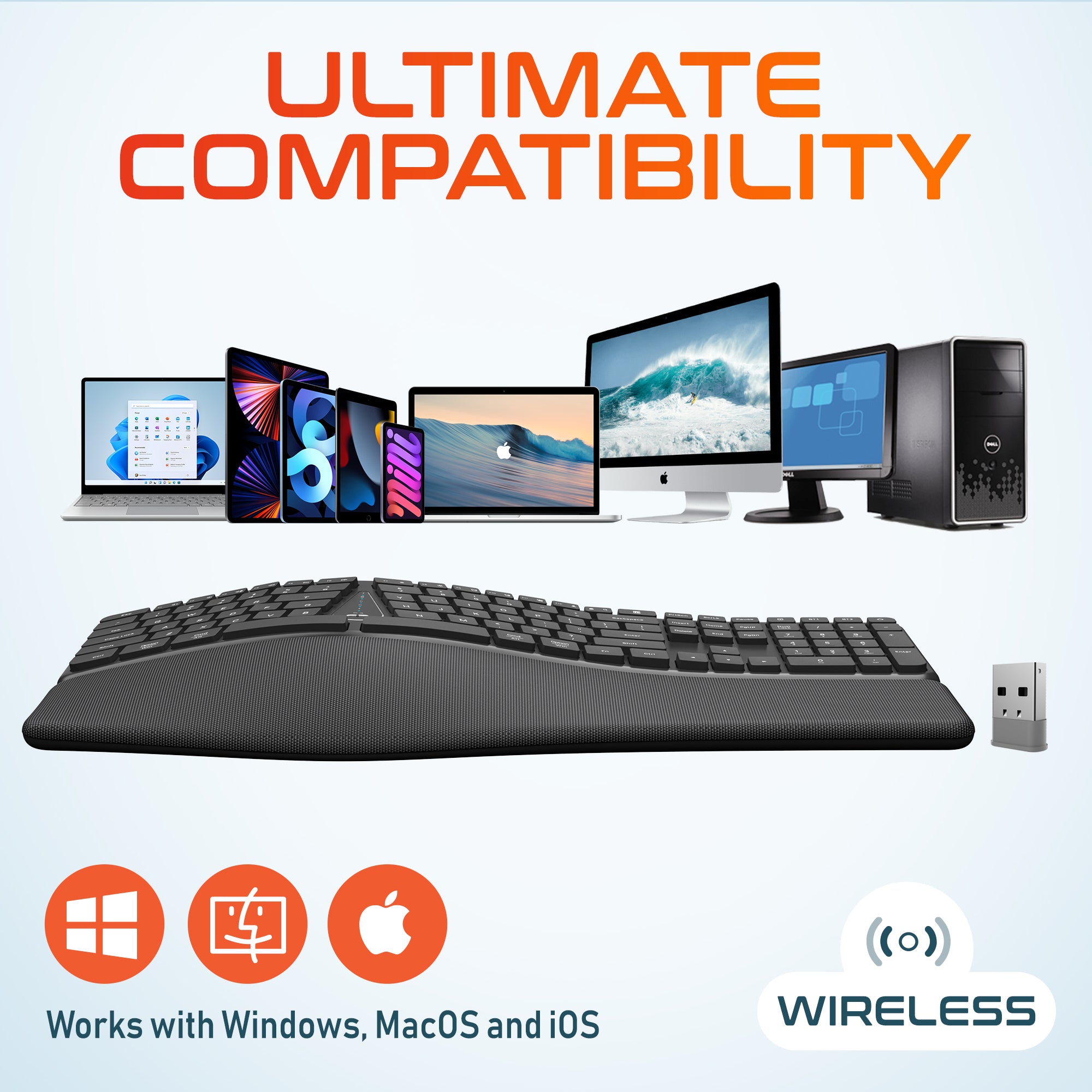 Delton KB250 Wireless Ergonomic Keyboard