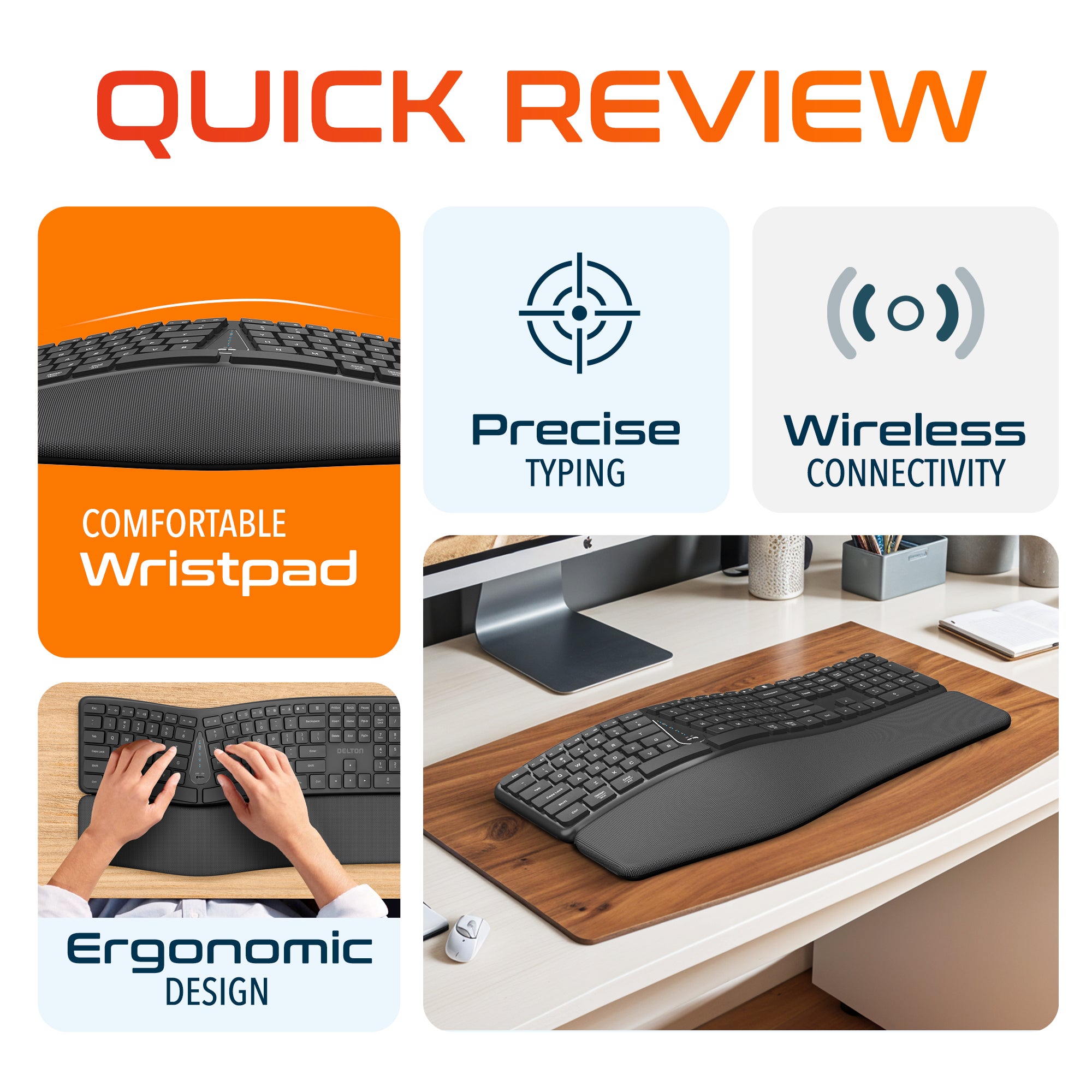 Delton KB250 Wireless Ergonomic Keyboard