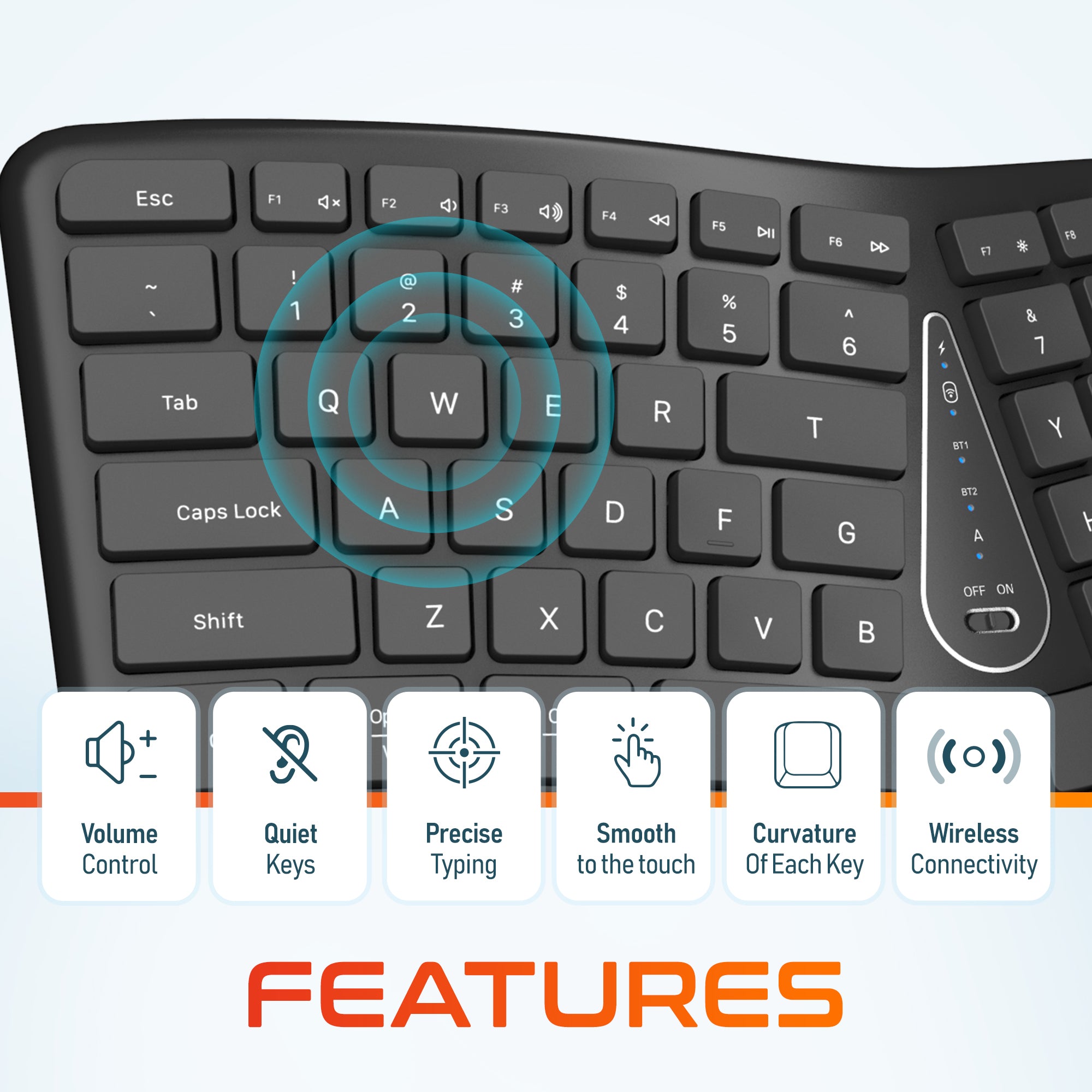Delton KB250 Wireless Ergonomic Keyboard
