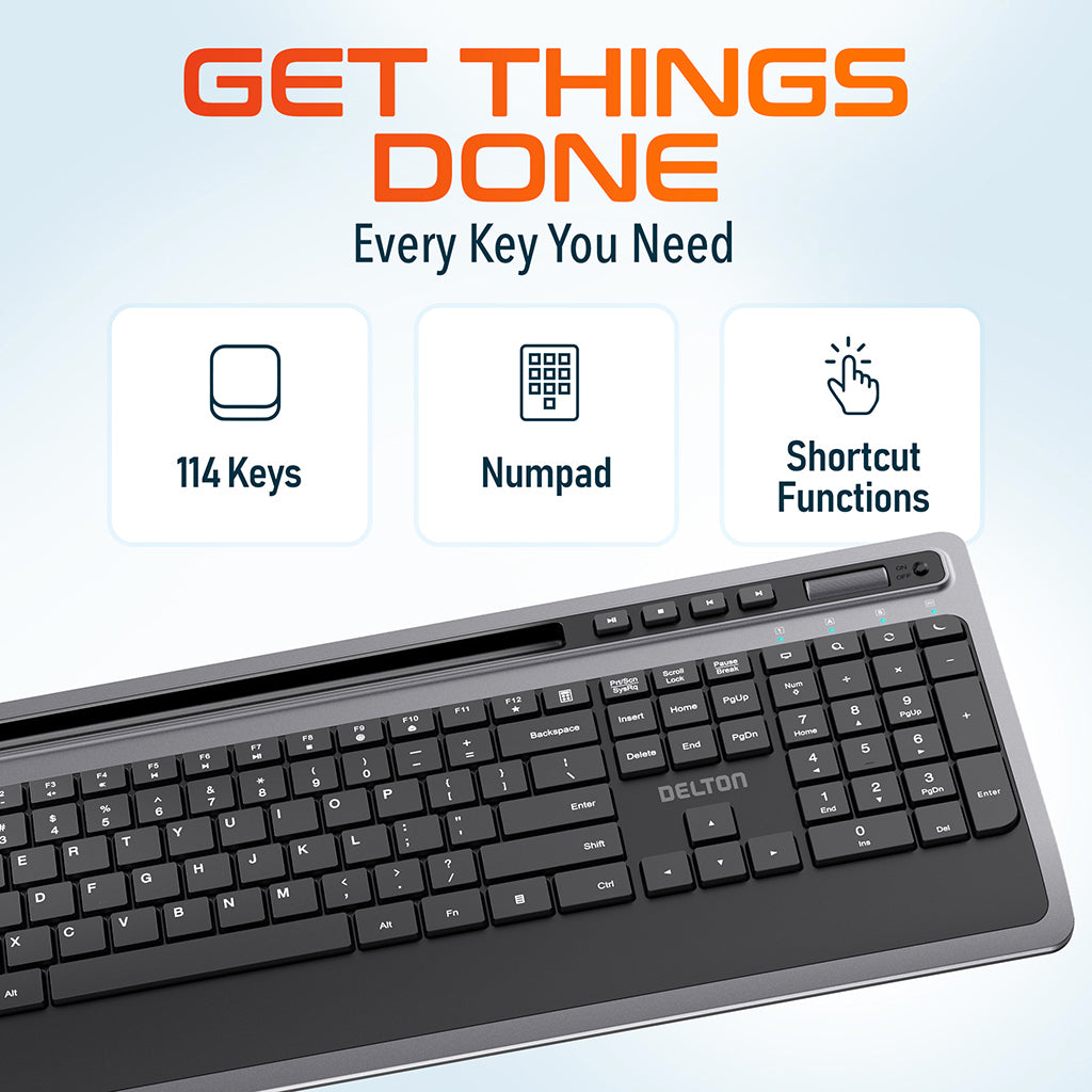 Delton T42 Wireless Keyboard with Tablet Holder Mouse Combo