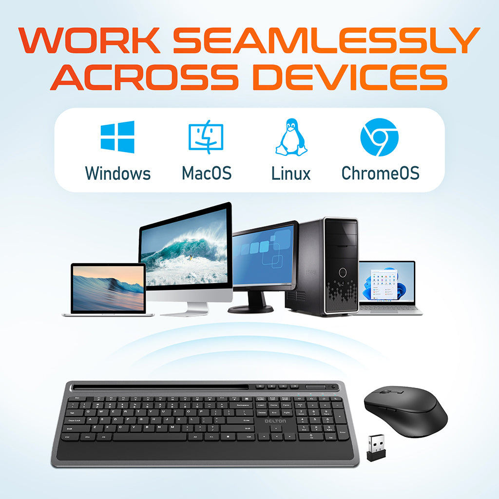 Delton T42 Wireless Keyboard with Tablet Holder Mouse Combo