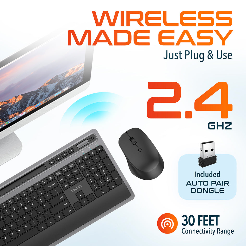 Delton T42 Wireless Keyboard with Tablet Holder Mouse Combo