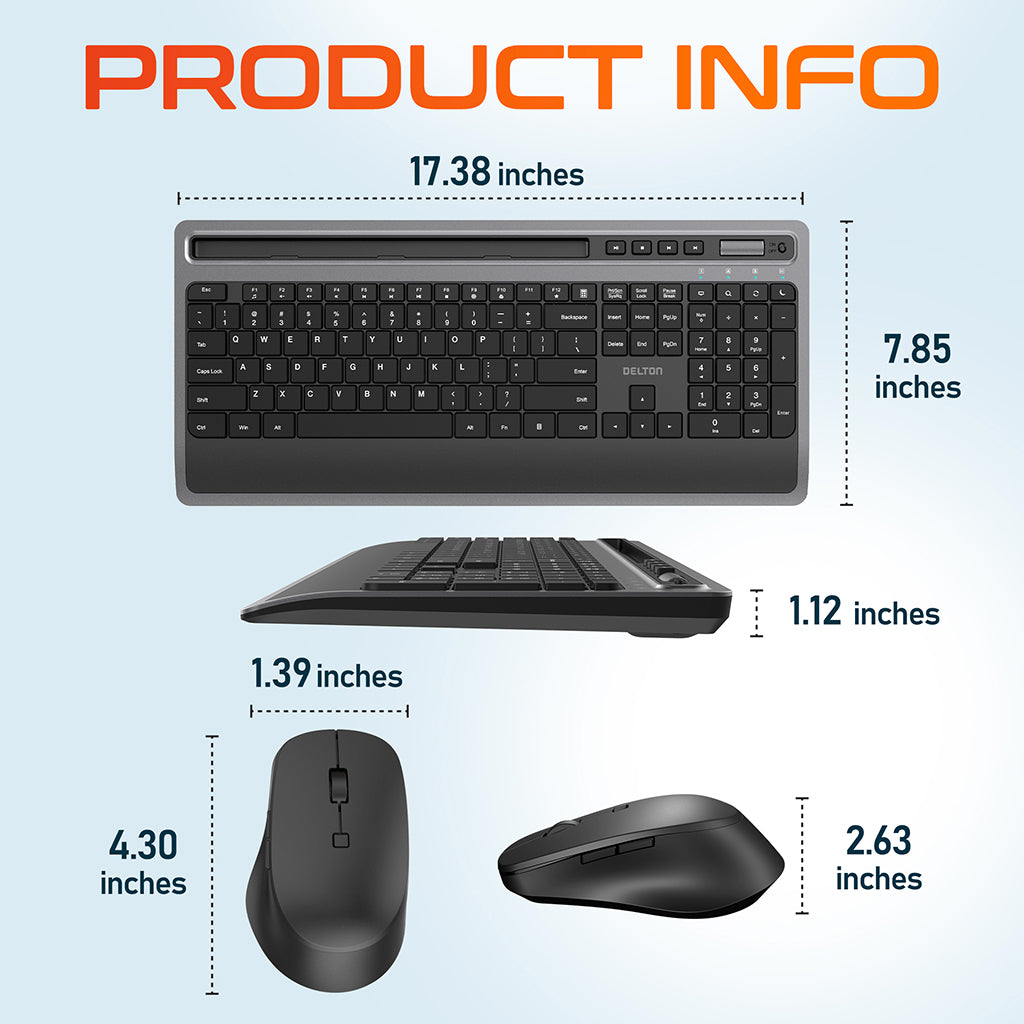 Delton T42 Wireless Keyboard with Tablet Holder Mouse Combo