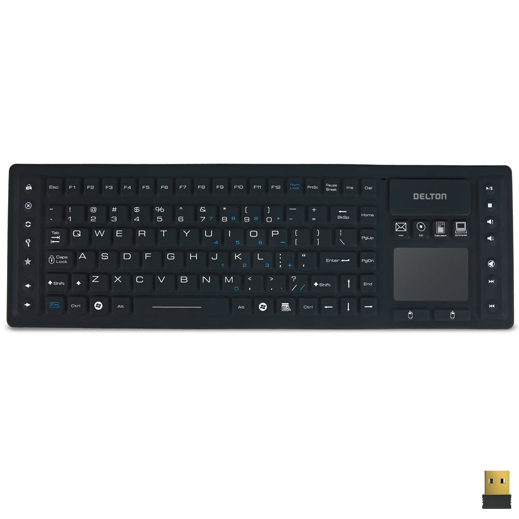 Delton M90 Medical Grade Airtight Waterproof Wireless Computer Keyboard & Touchpad