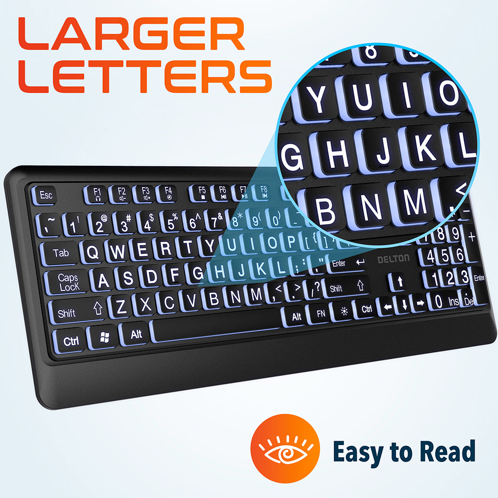 Delton KBM20 Wired Big-Key Backlit Keyboard and Mouse Combo.