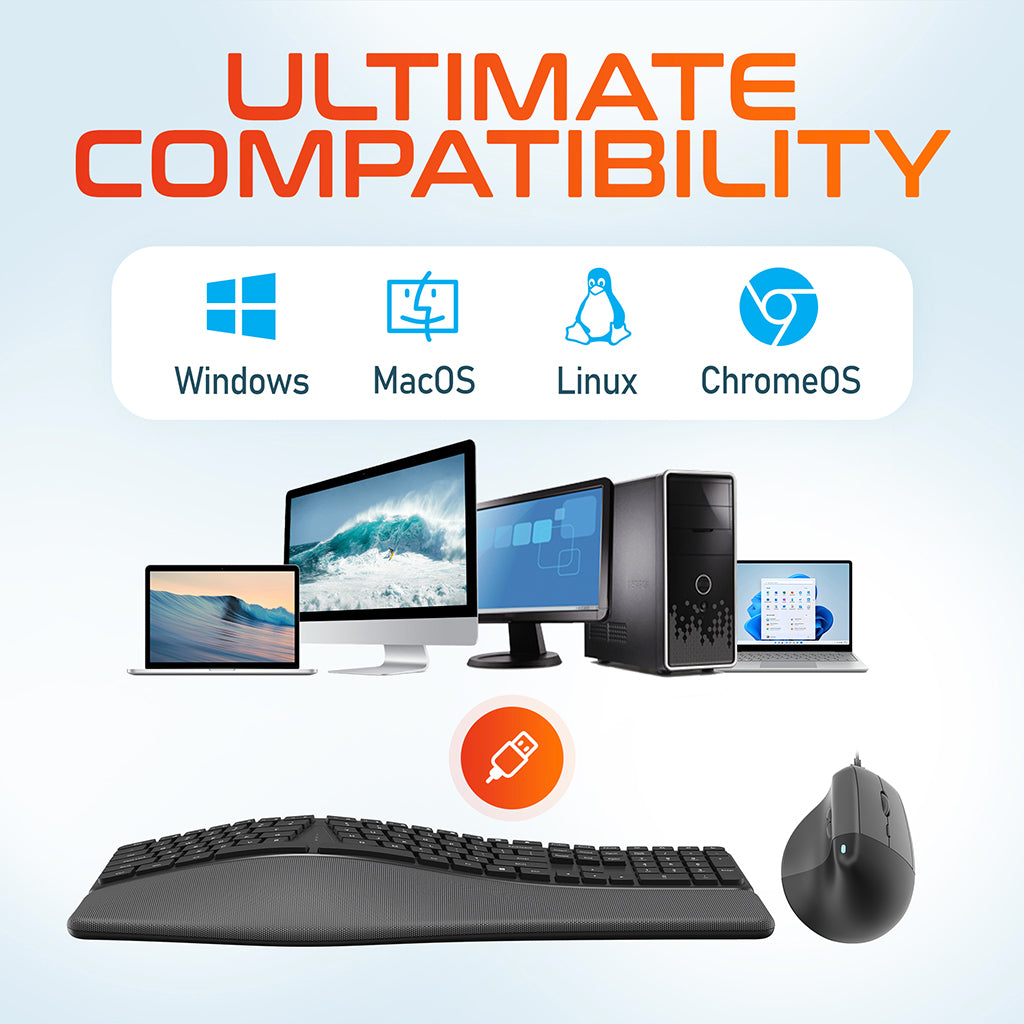 Delton KB250 Ergonomic Wired Keyboard & Mouse Combo