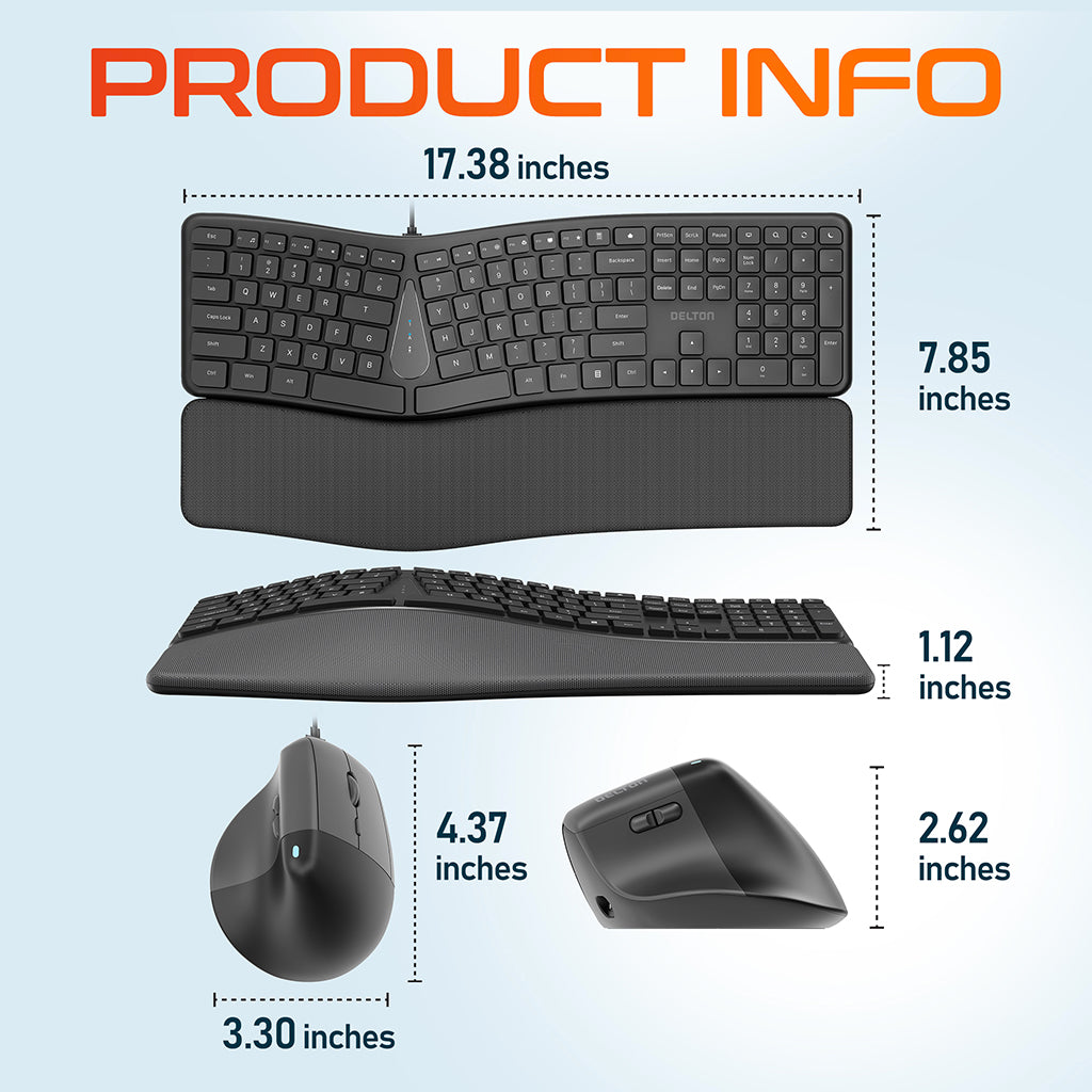 Delton KB250 Ergonomic Wired Keyboard & Mouse Combo