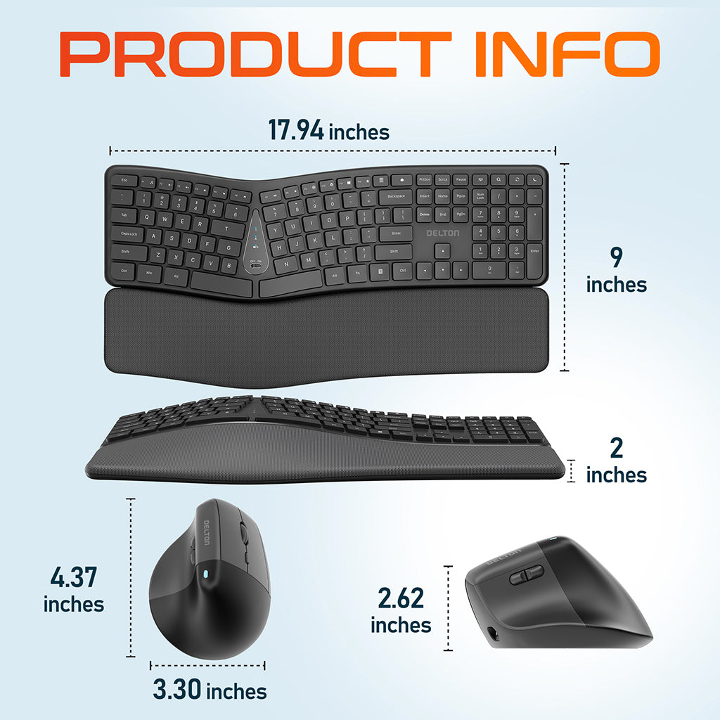 Delton’s KB250 Ergonomic Wireless Computer Keyboard & Mouse Combo