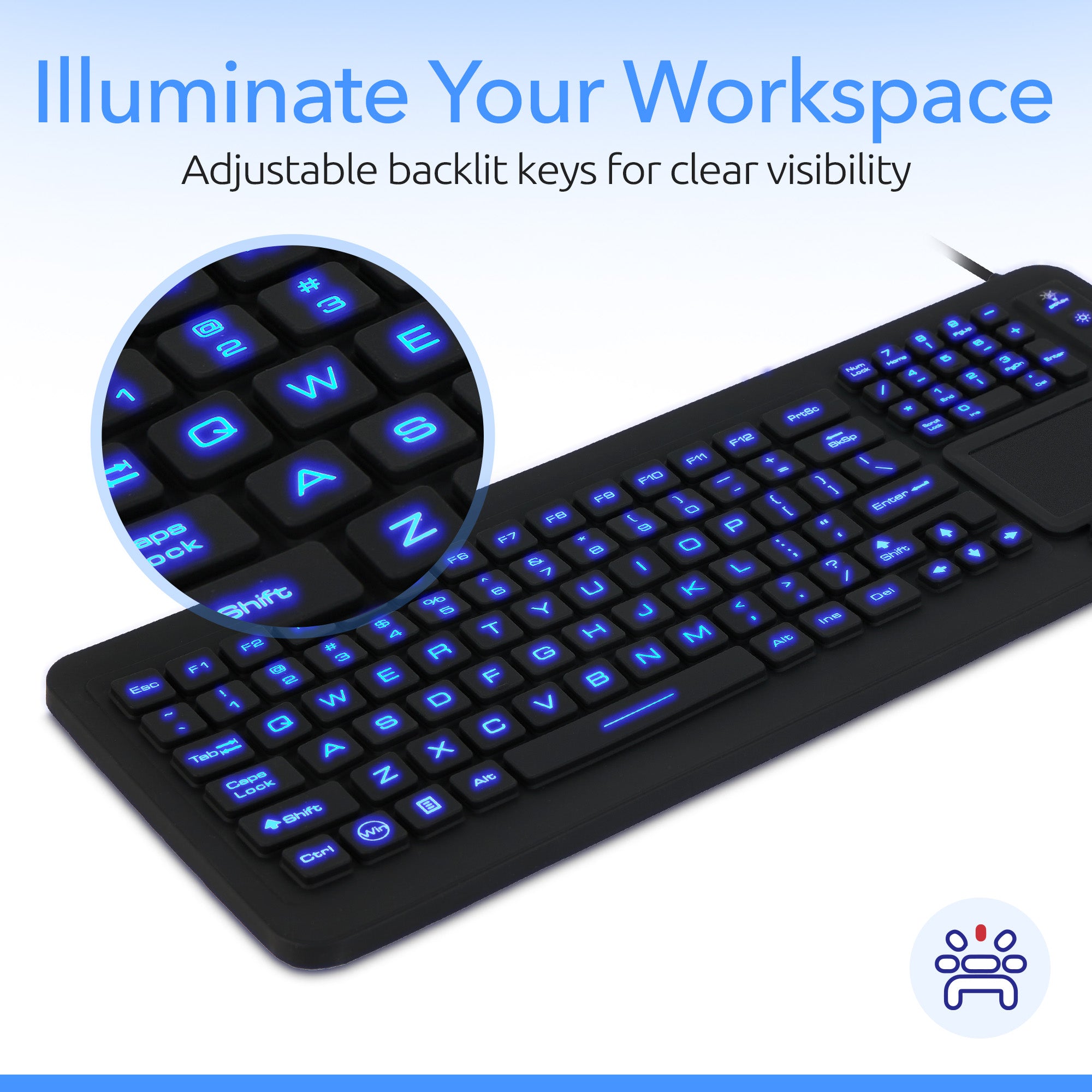 Delton M70/M41 Medical Grade Airtight Waterproof USB Backlit Computer Keyboard & Mouse