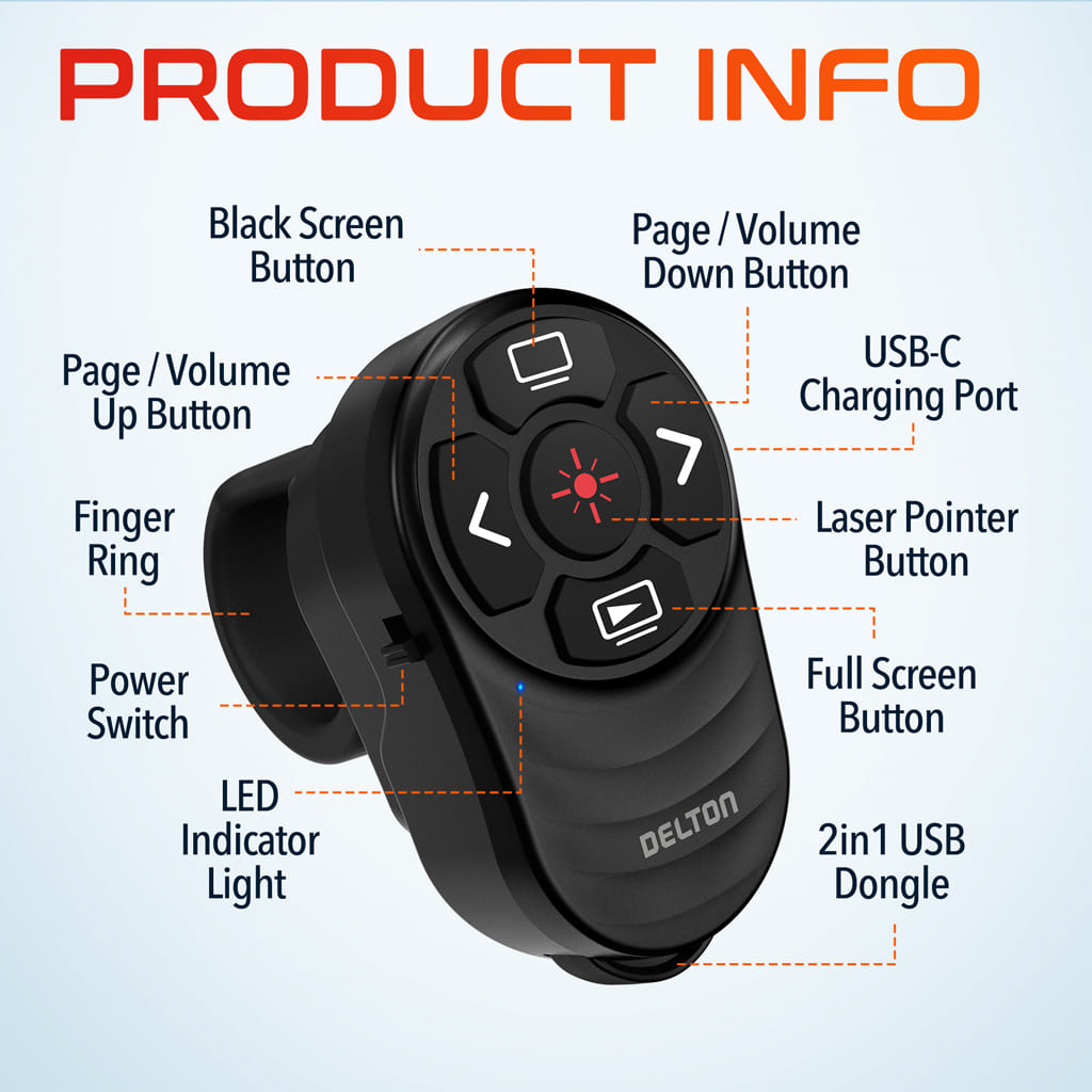 Delton P48 Wireless Presentation Finger Laser Pointer