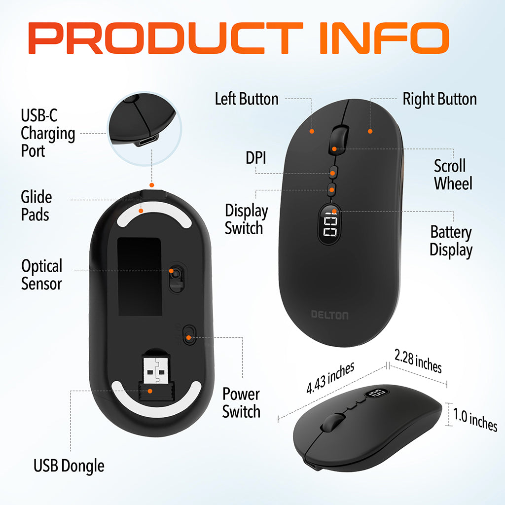 Delton S16 Wireless Battery Display Mouse