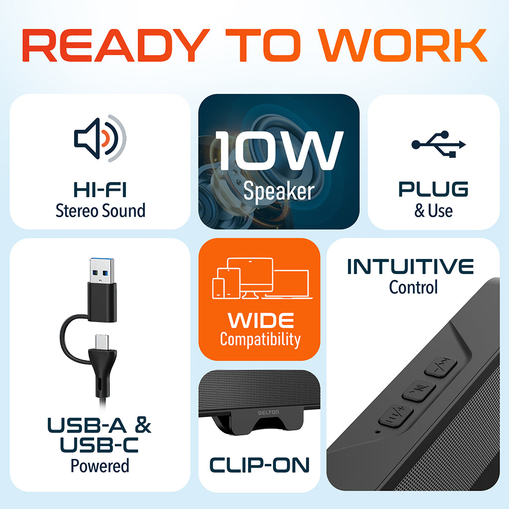 Delton P150 Clip-On USB Computer Speaker