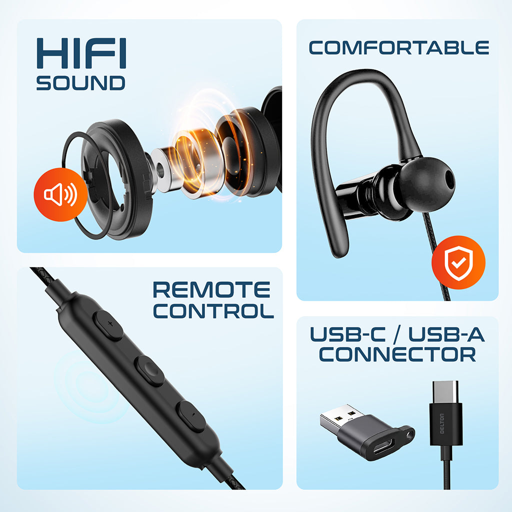 Delton 24ECA Stereo In-Ear Ergonomic Computer Earbuds
