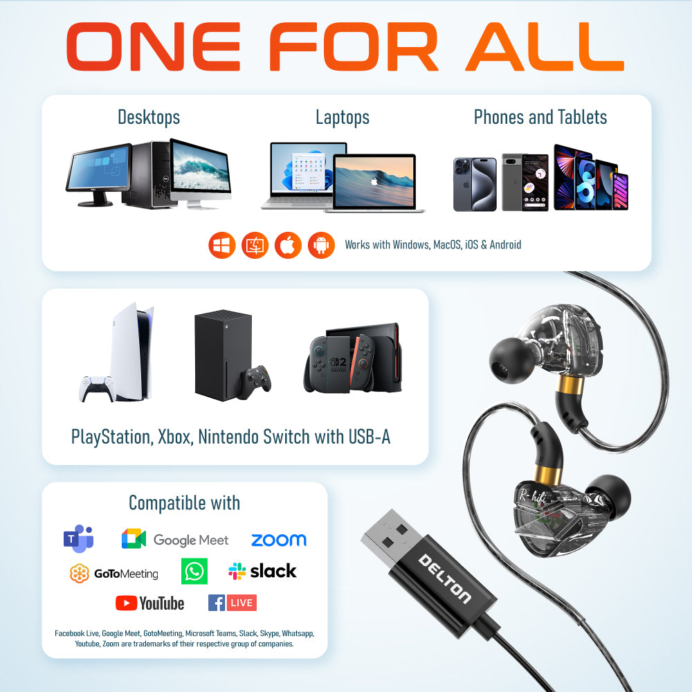 Delton 31E Ergonomic In-Ear USB Computer Headset