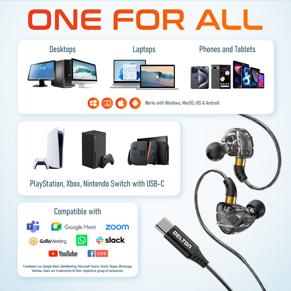 Delton 31EC Ergonomic Wired In-Ear USB-C Computer Headset