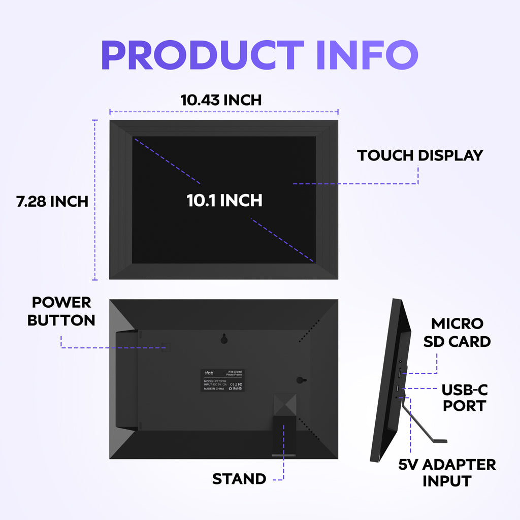 iFab 70P 10.1" Wi-Fi Digital Picture Frame
