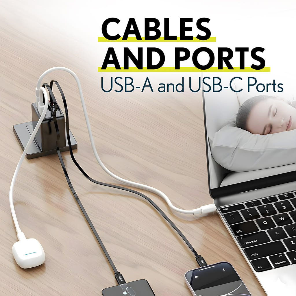 Overtime D36 4-in-1 Retractable 45W Wall Charger with Dual Type-C Cables