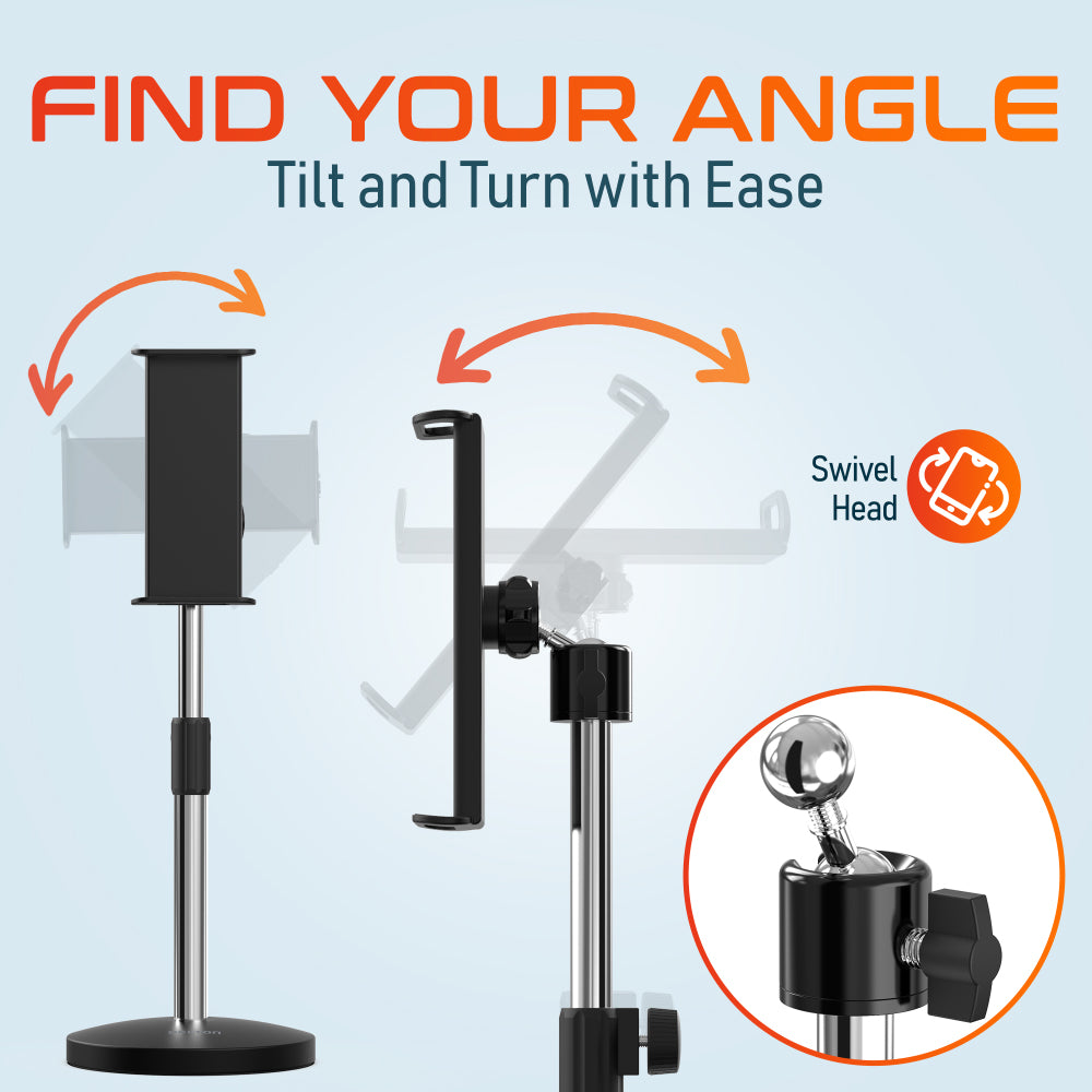Delton T401 Adjustable 4-in-1 Stand for Tablet, Phone & Webcam, Multi-Use Desktop Holder
