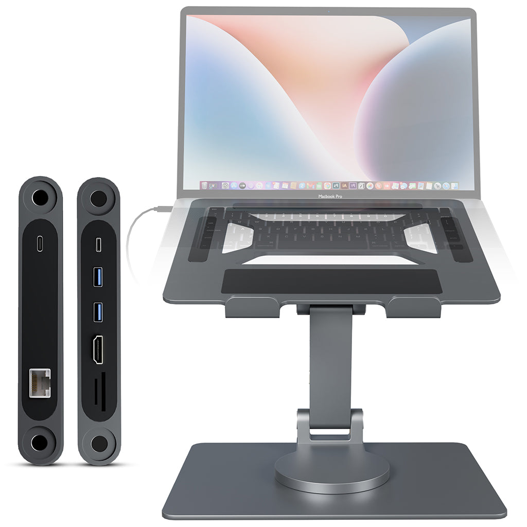 Purely L107 Ergonomic Laptop/ Tablet stand 8-in-1 Docking Station