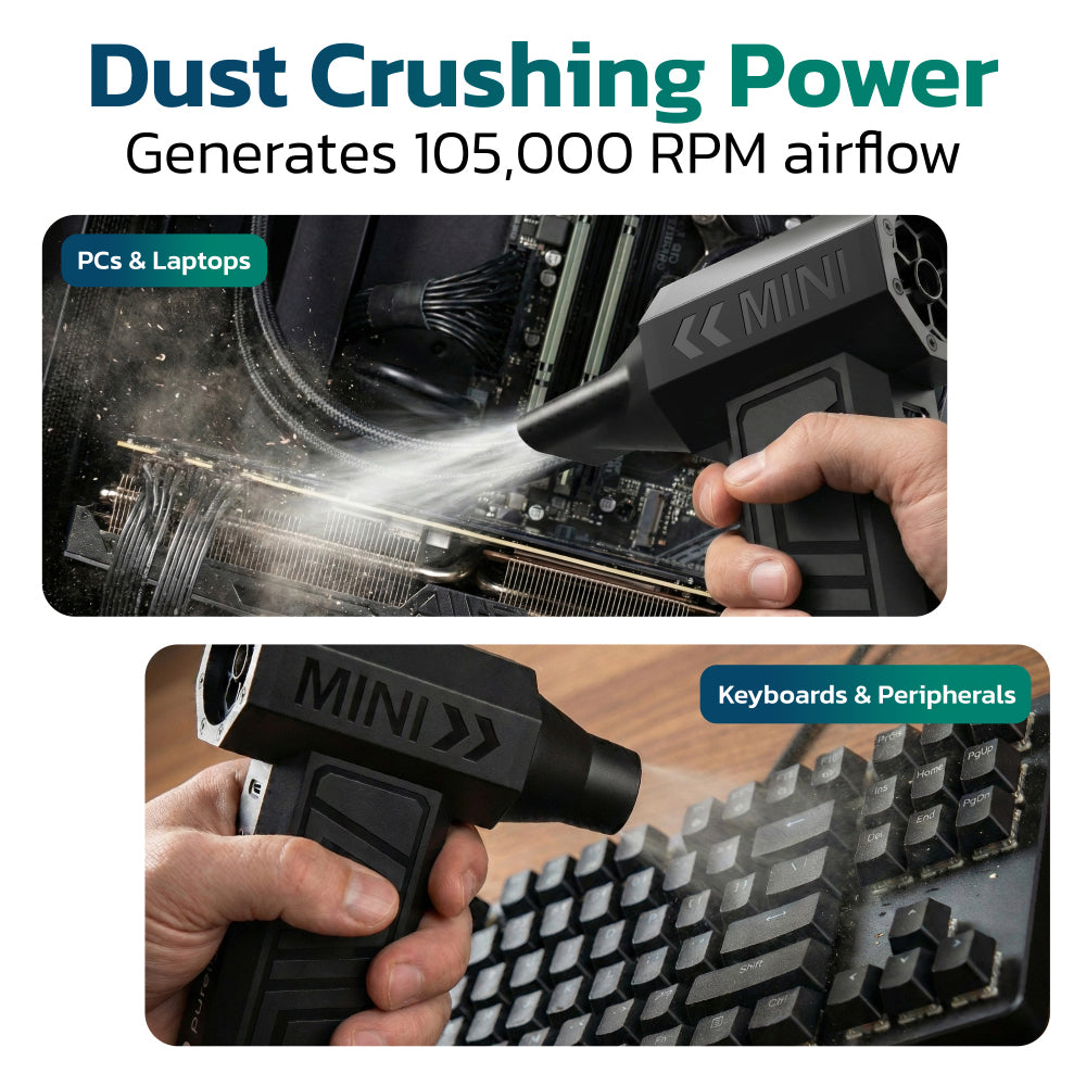 Purely D40 Portable Wireless Air Duster - 105,000 RPM High-Speed Handheld Dust Blower