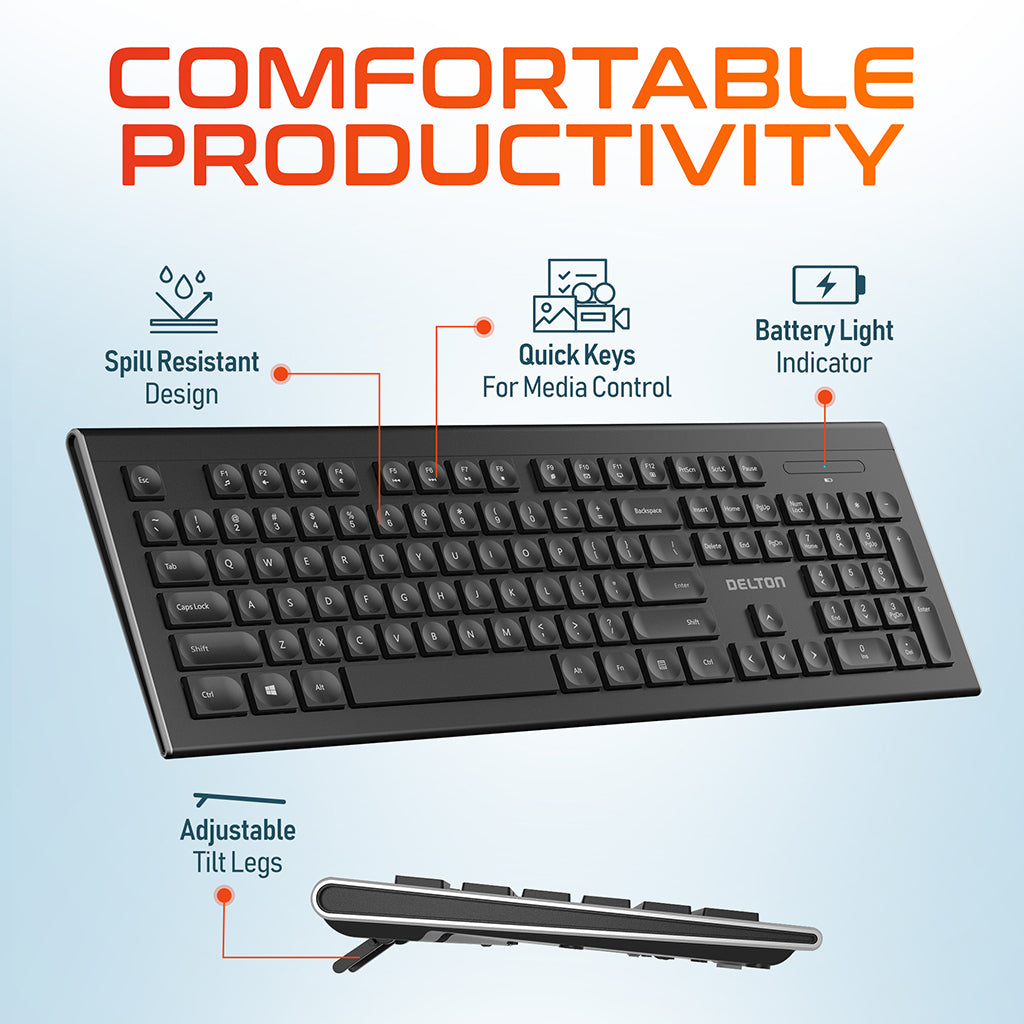 Delton Ultra Slim Wireless Keyboard & Mouse Set