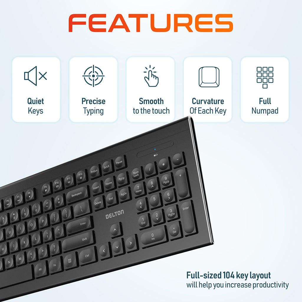 Delton Ultra Slim Wireless Keyboard & Mouse Set