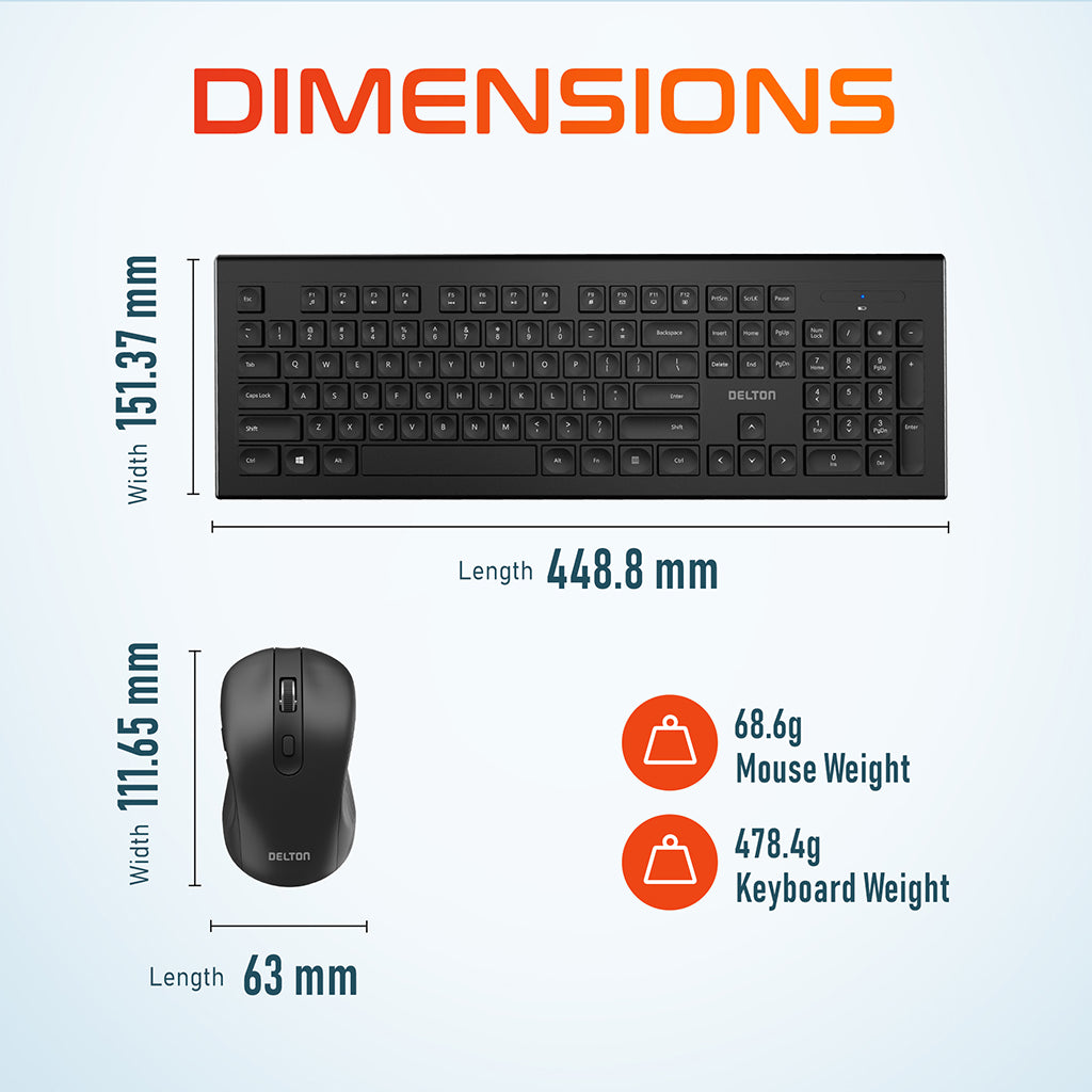 Delton Ultra Slim Wireless Keyboard & Mouse Set