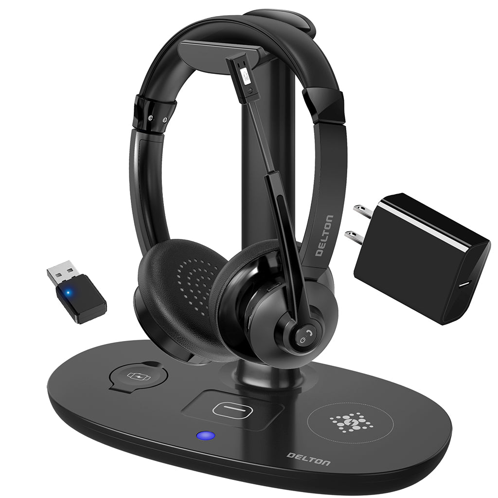 Delton 30X Wireless Noise Canceling Bluetooth Stereo Headset with HS1 Stand