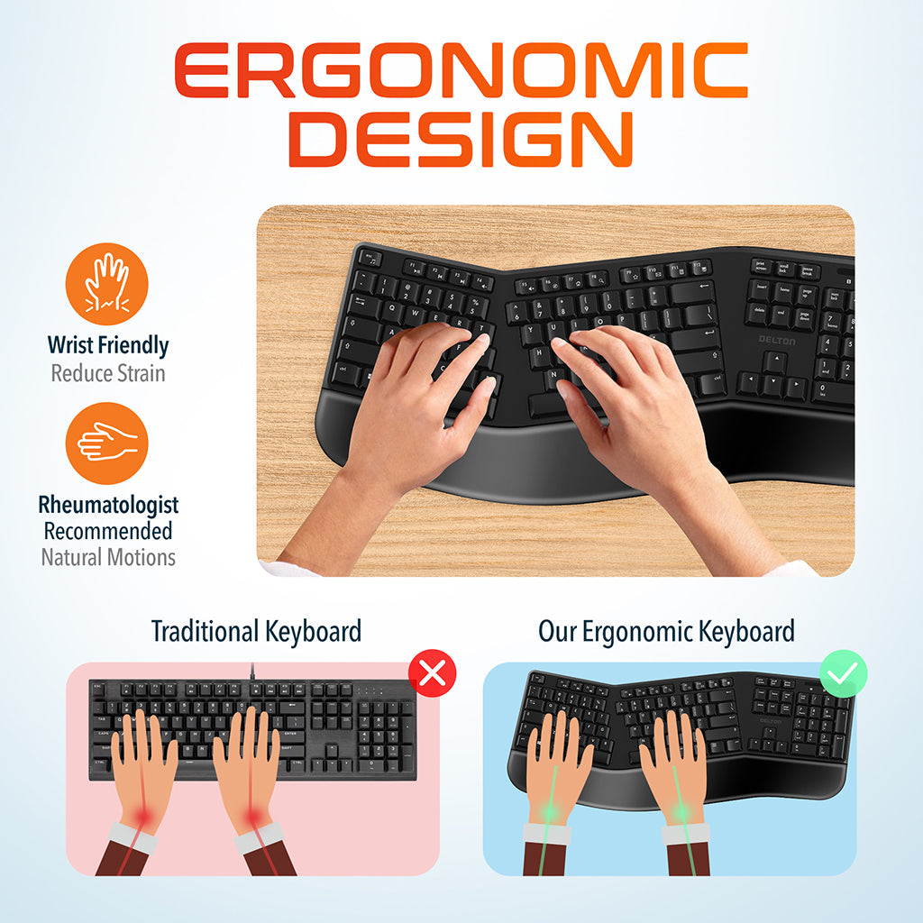 Delton KB200 Wireless Ergonomic Keyboard