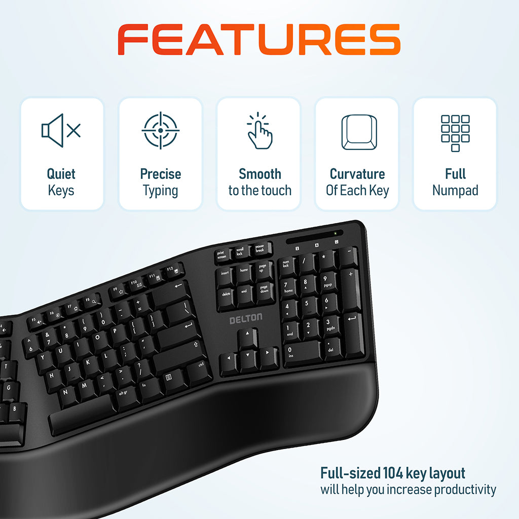 Delton KB200 Wireless Ergonomic Keyboard