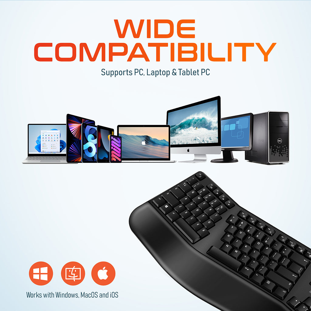 Delton KB200 & S12 Wireless Ergonomic Keyboard & Mouse Combo
