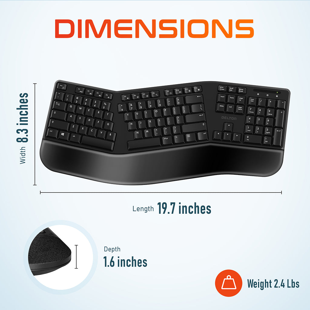 Delton KB200 Wireless Ergonomic Keyboard