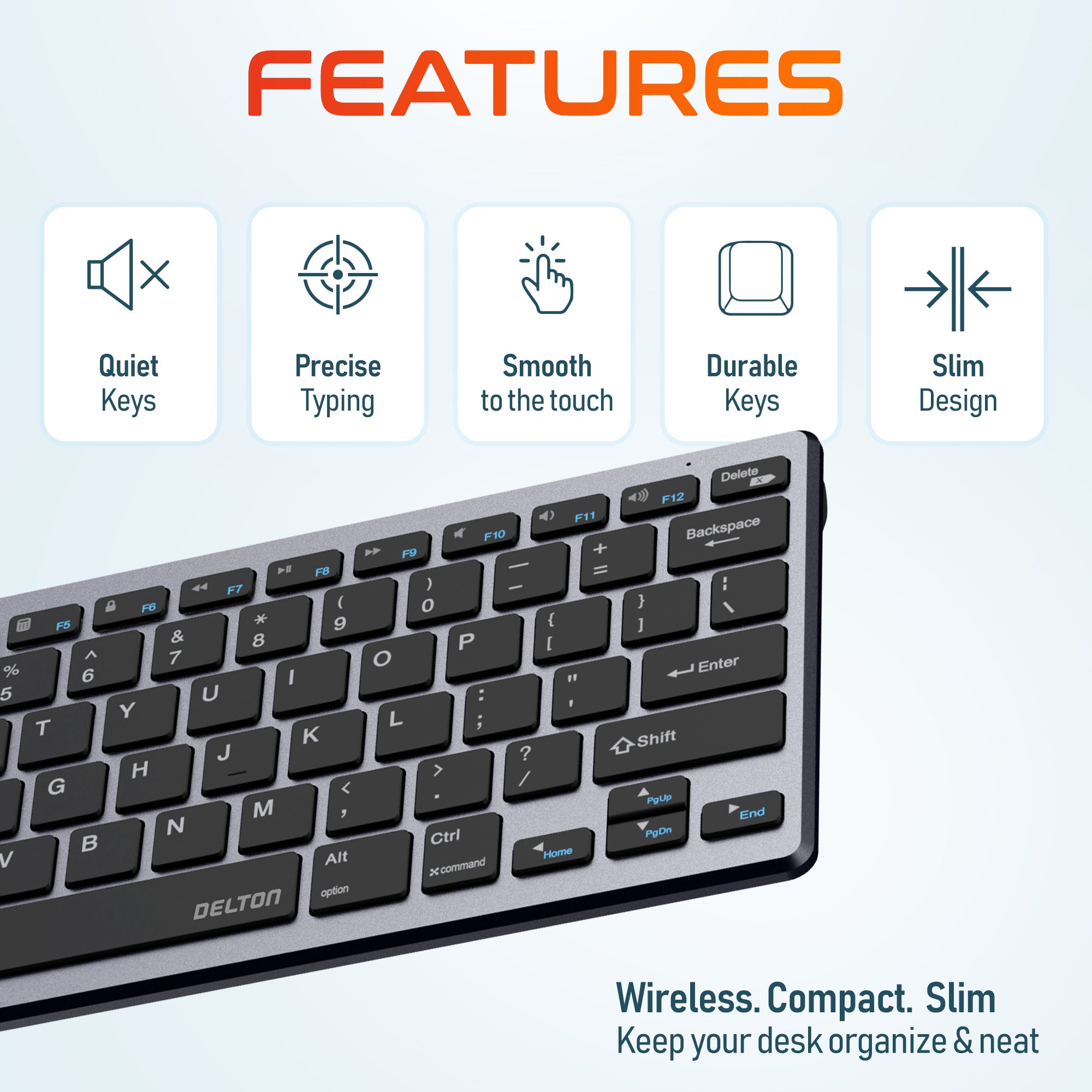 Delton KB35 Wireless Mini Keyboard and Mouse Combo
